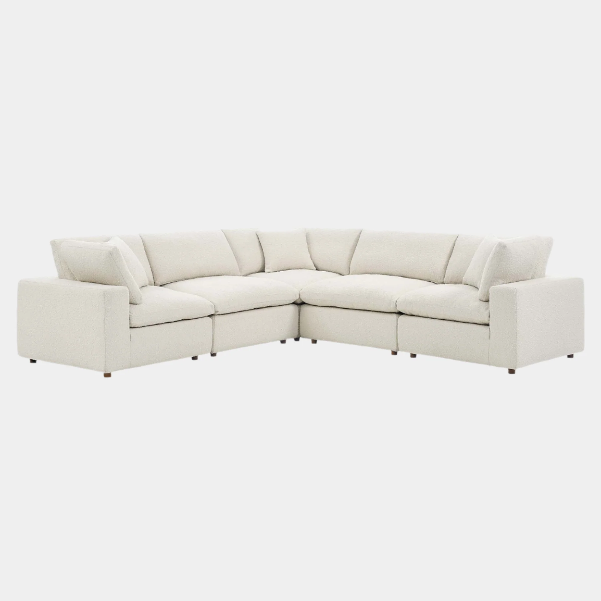 Commix Down Filled Overstuffed Boucle 5-Piece Sectional Sofa