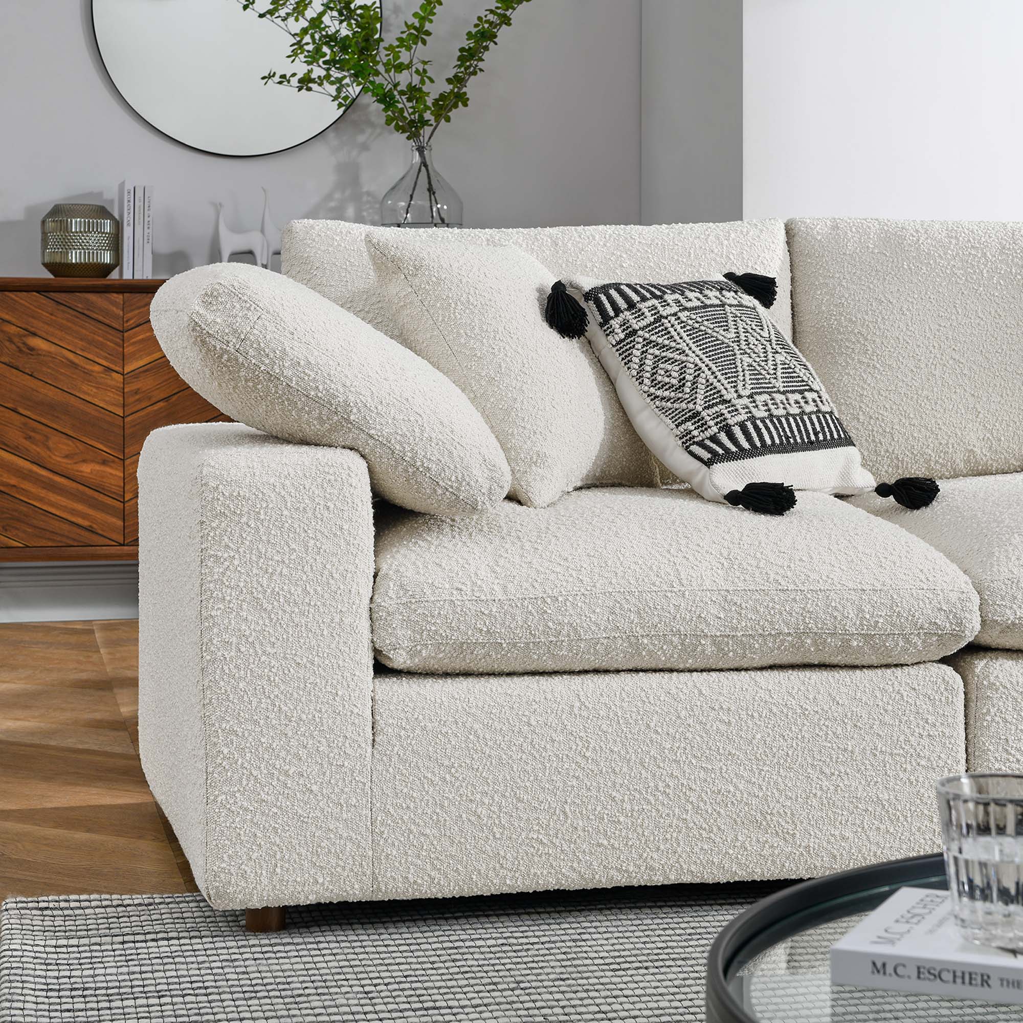 Commix Down Filled Overstuffed Boucle 5-Piece Sectional Sofa - Image 3