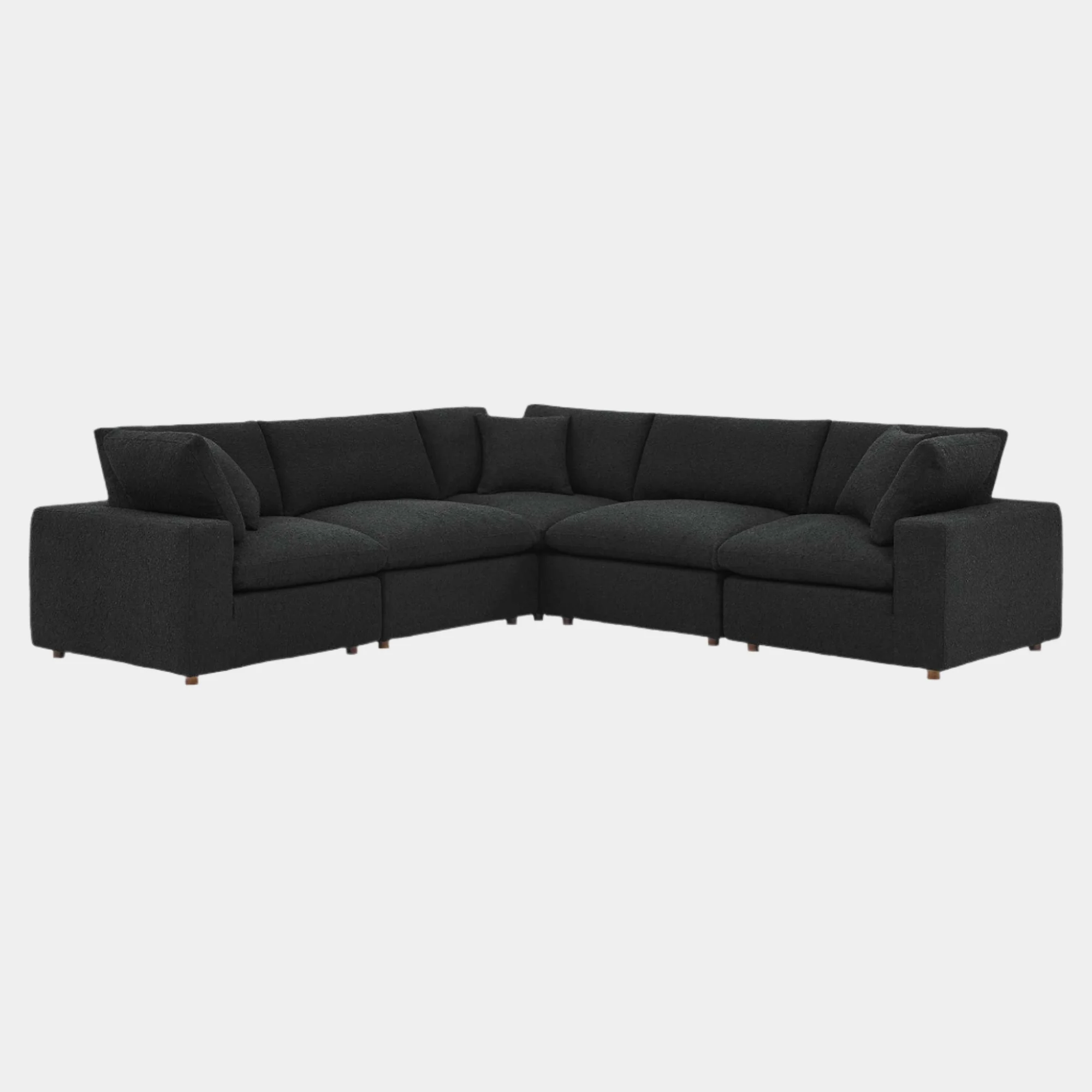 Commix Down Filled Overstuffed Boucle 5-Piece Sectional Sofa - Image 6