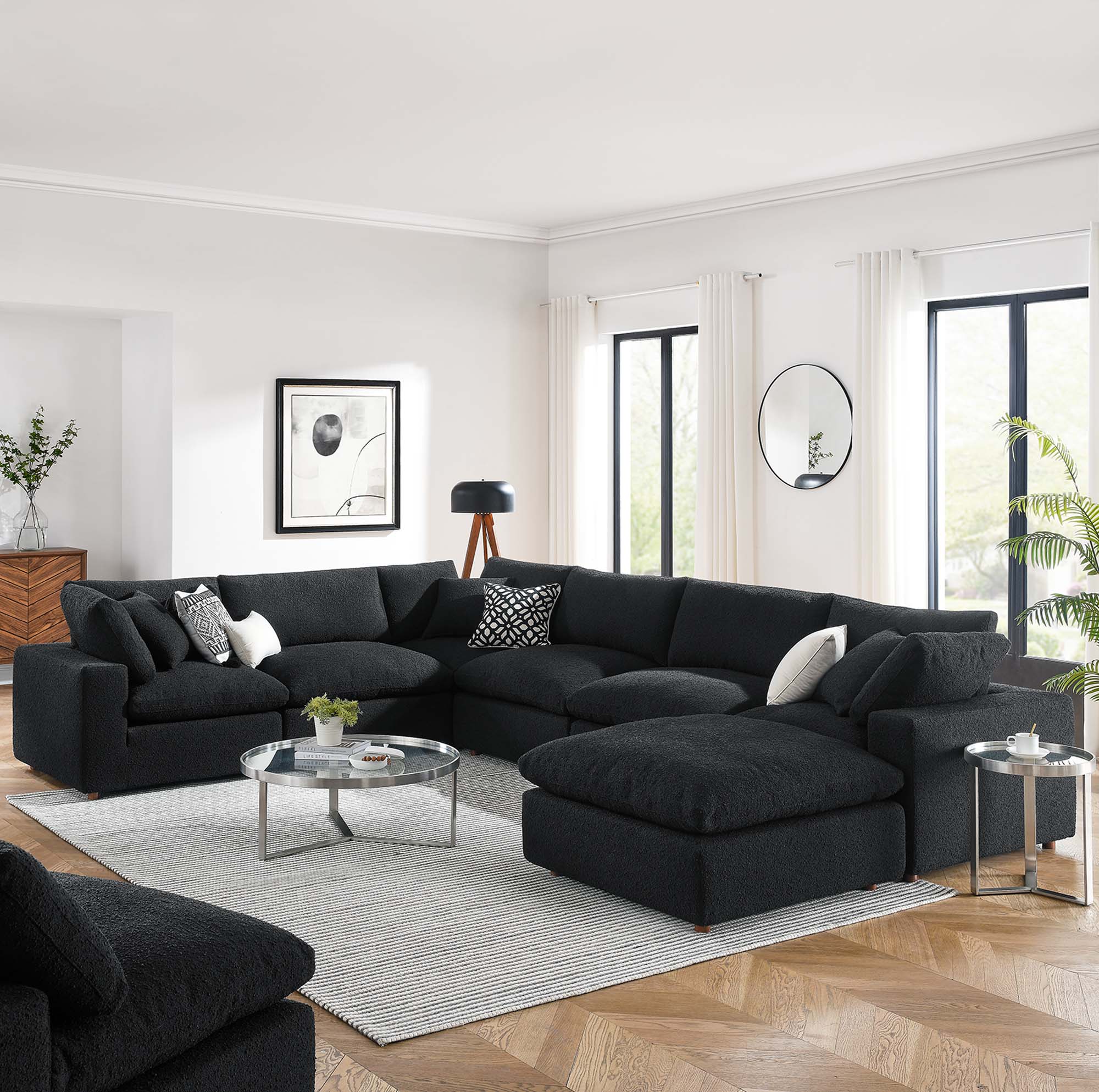 Commix Down Filled Overstuffed Boucle 7-Piece Sectional Sofa - Image 7