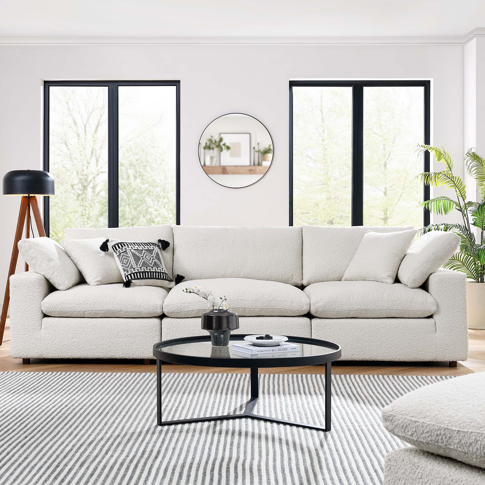 Commix Down Filled Overstuffed Boucle Fabric 3-Seater Sofa - Image 2