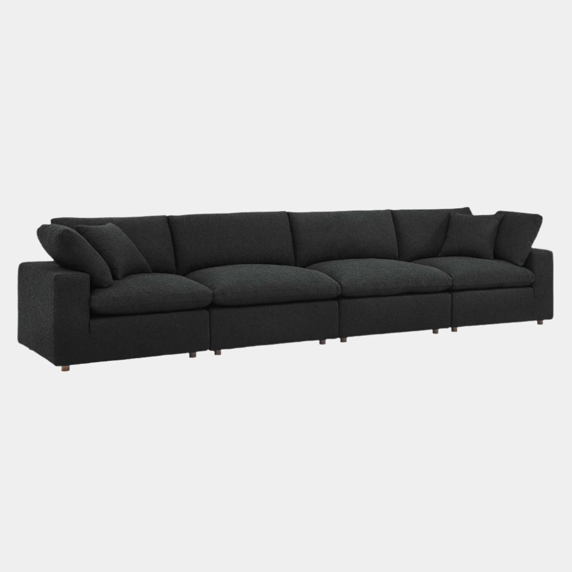 Commix Down Filled Overstuffed Boucle Fabric 4-Seater Sofa - Image 6