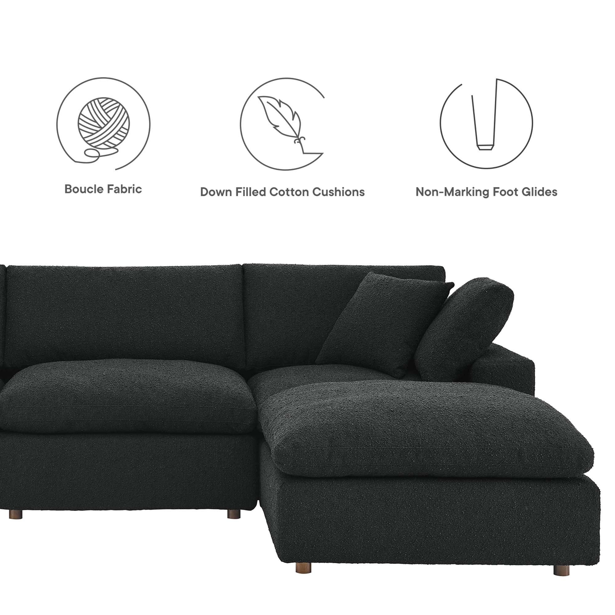 Commix Down Filled Overstuffed Boucle Fabric 5-Piece Sectional Sofa - Image 10