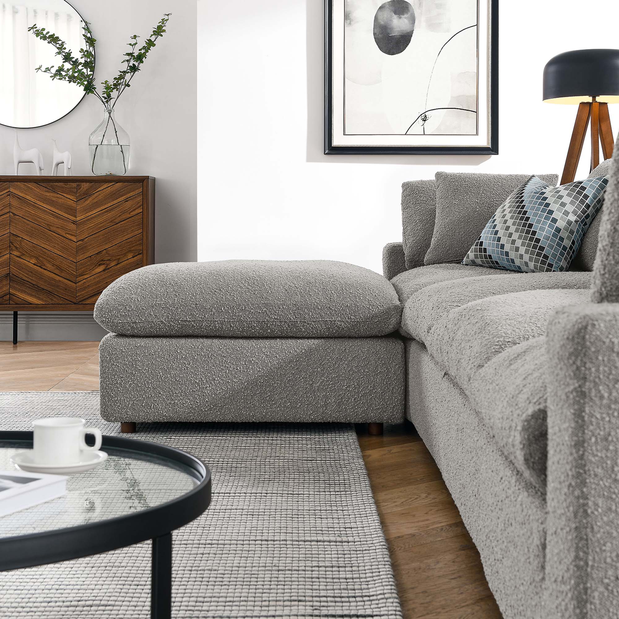 Commix Down Filled Overstuffed Boucle Fabric 5-Piece Sectional Sofa - Image 13