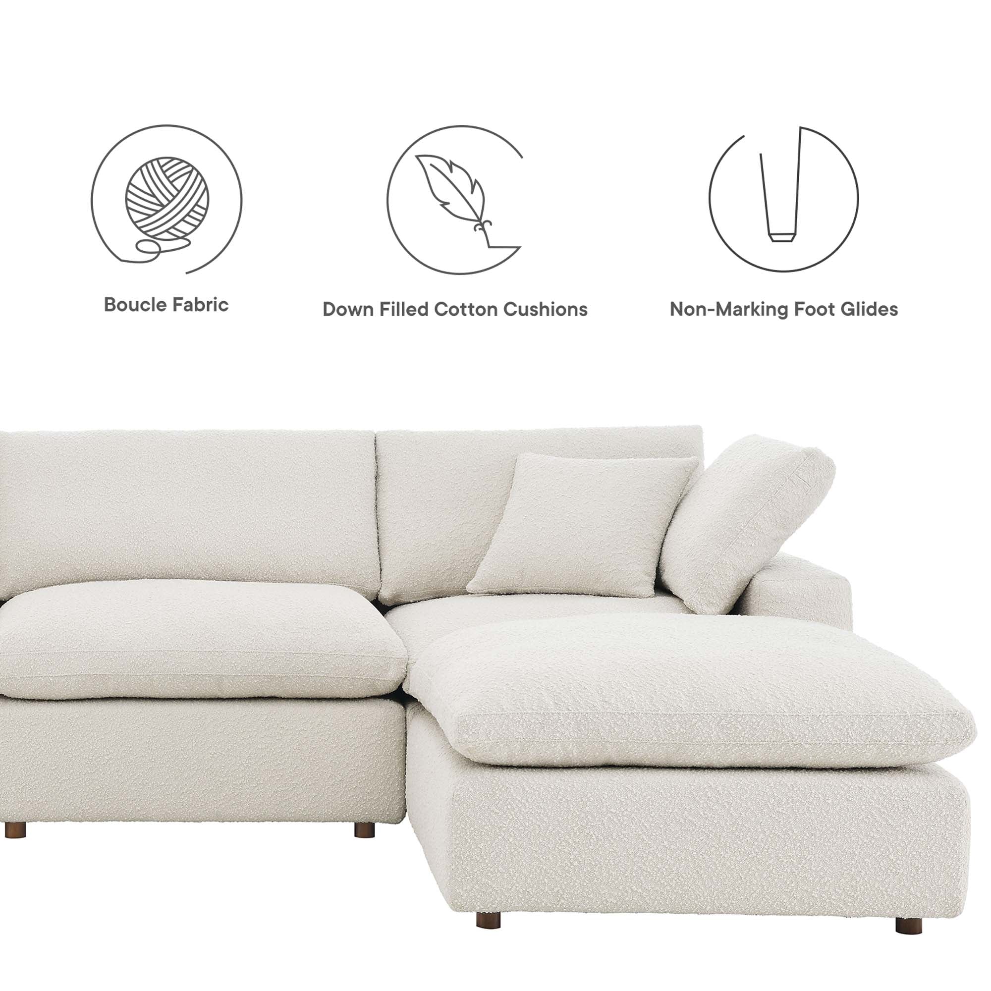 Commix Down Filled Overstuffed Boucle Fabric 5-Piece Sectional Sofa - Image 5