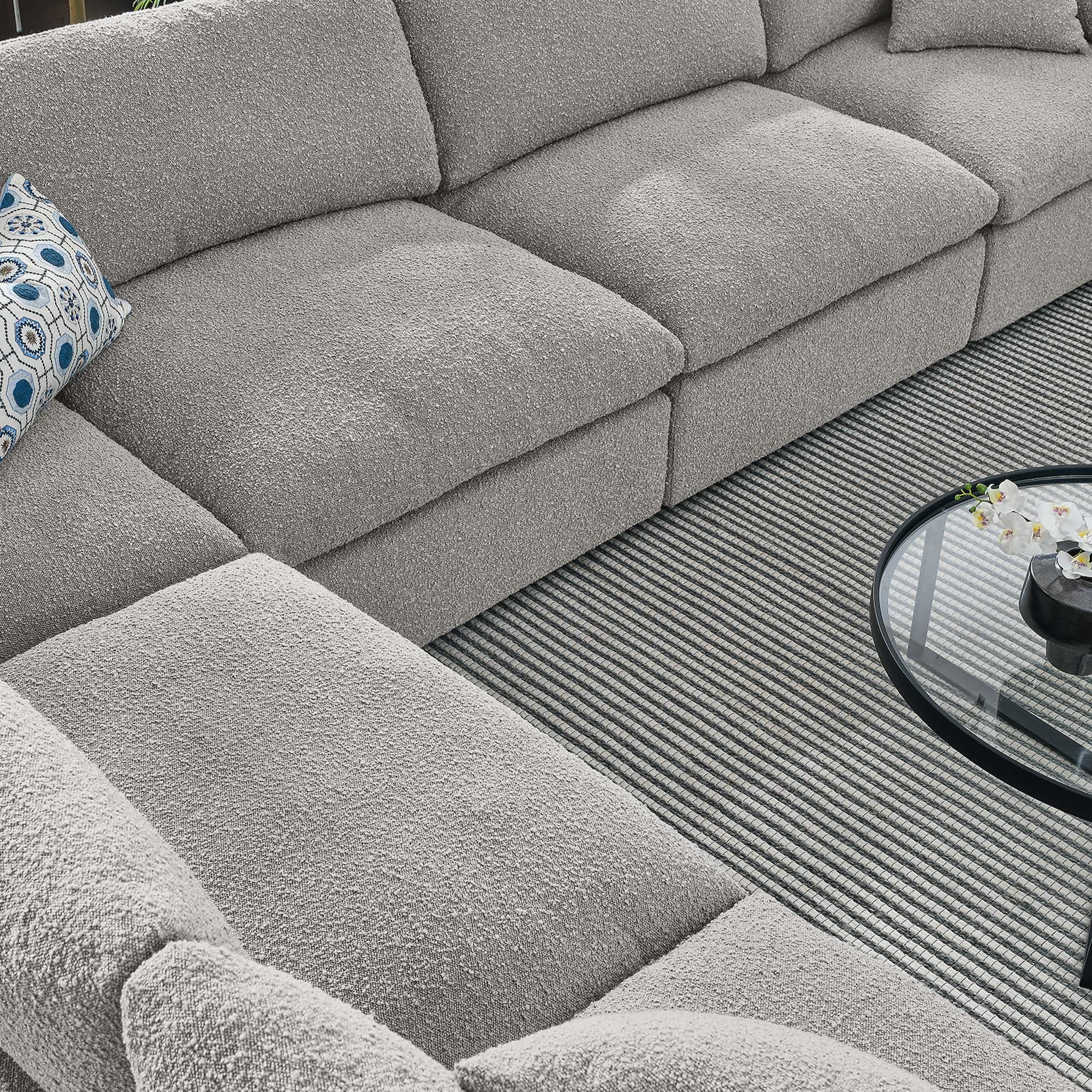 Commix Down Filled Overstuffed Boucle Fabric 6-Piece Sectional Sofa - Image 13