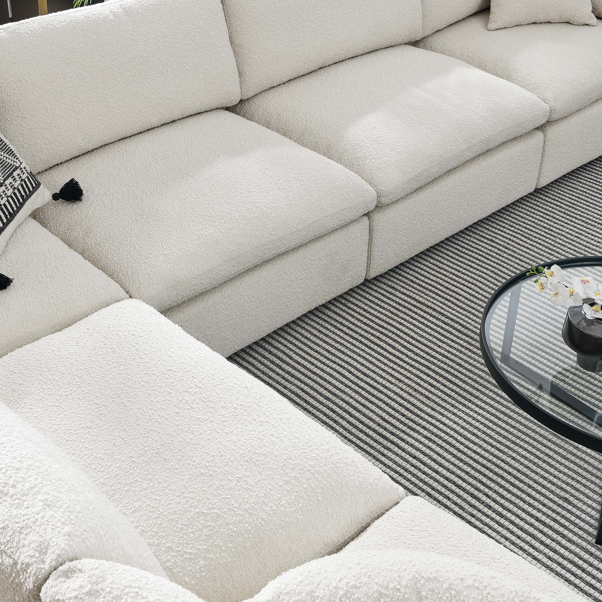 Commix Down Filled Overstuffed Boucle Fabric 6-Piece Sectional Sofa - Image 3