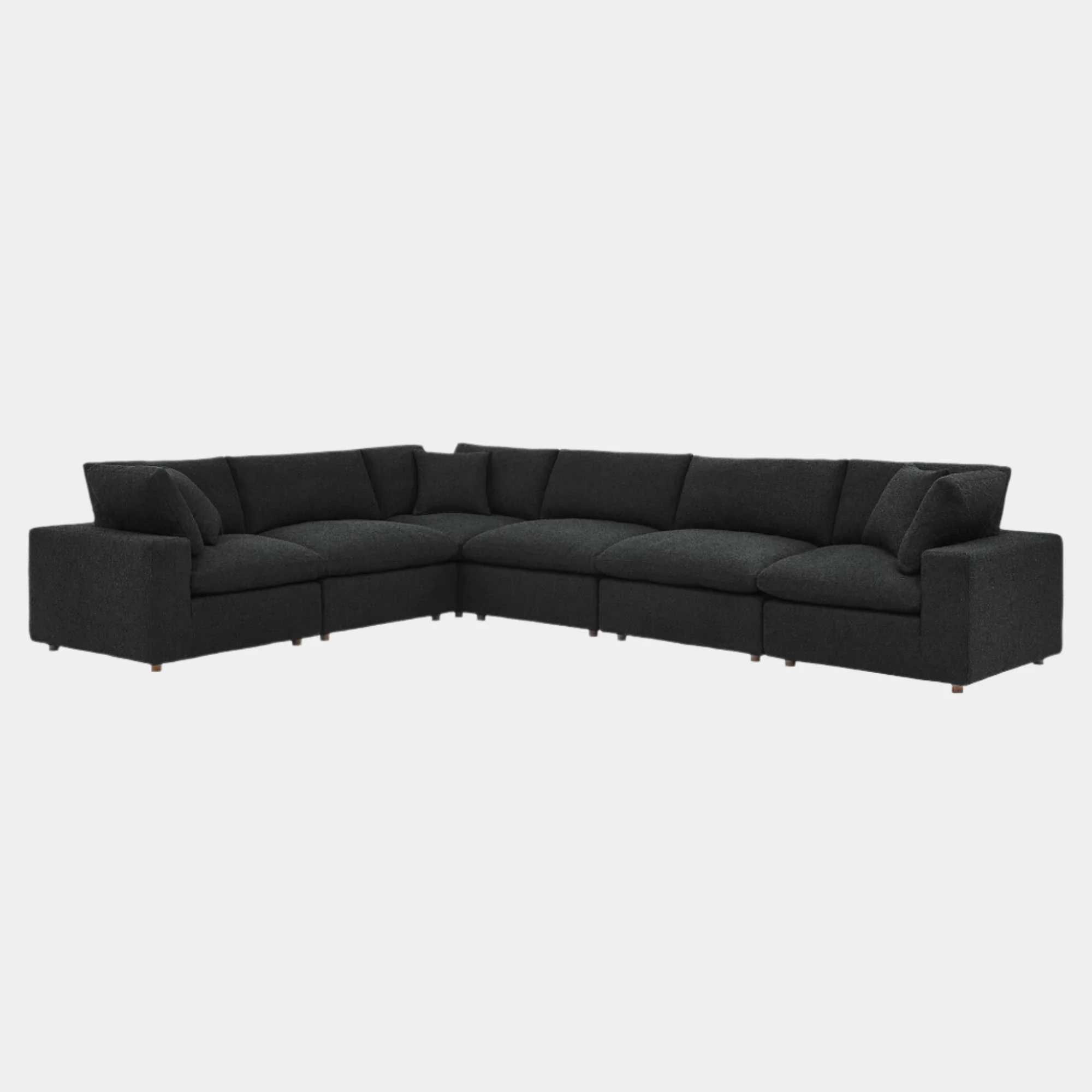 Commix Down Filled Overstuffed Boucle Fabric 6-Piece Sectional Sofa - Image 6