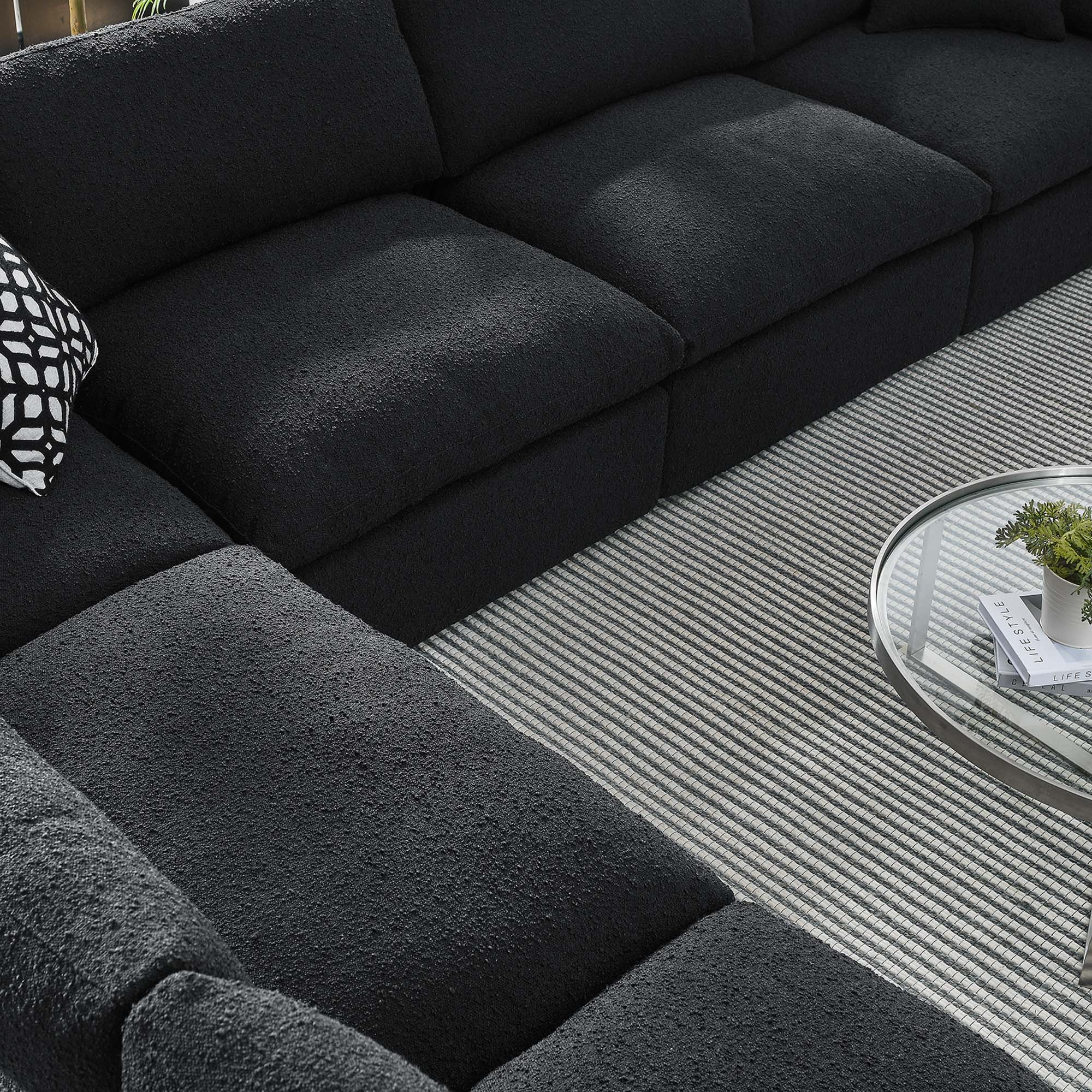 Commix Down Filled Overstuffed Boucle Fabric 6-Piece Sectional Sofa - Image 8