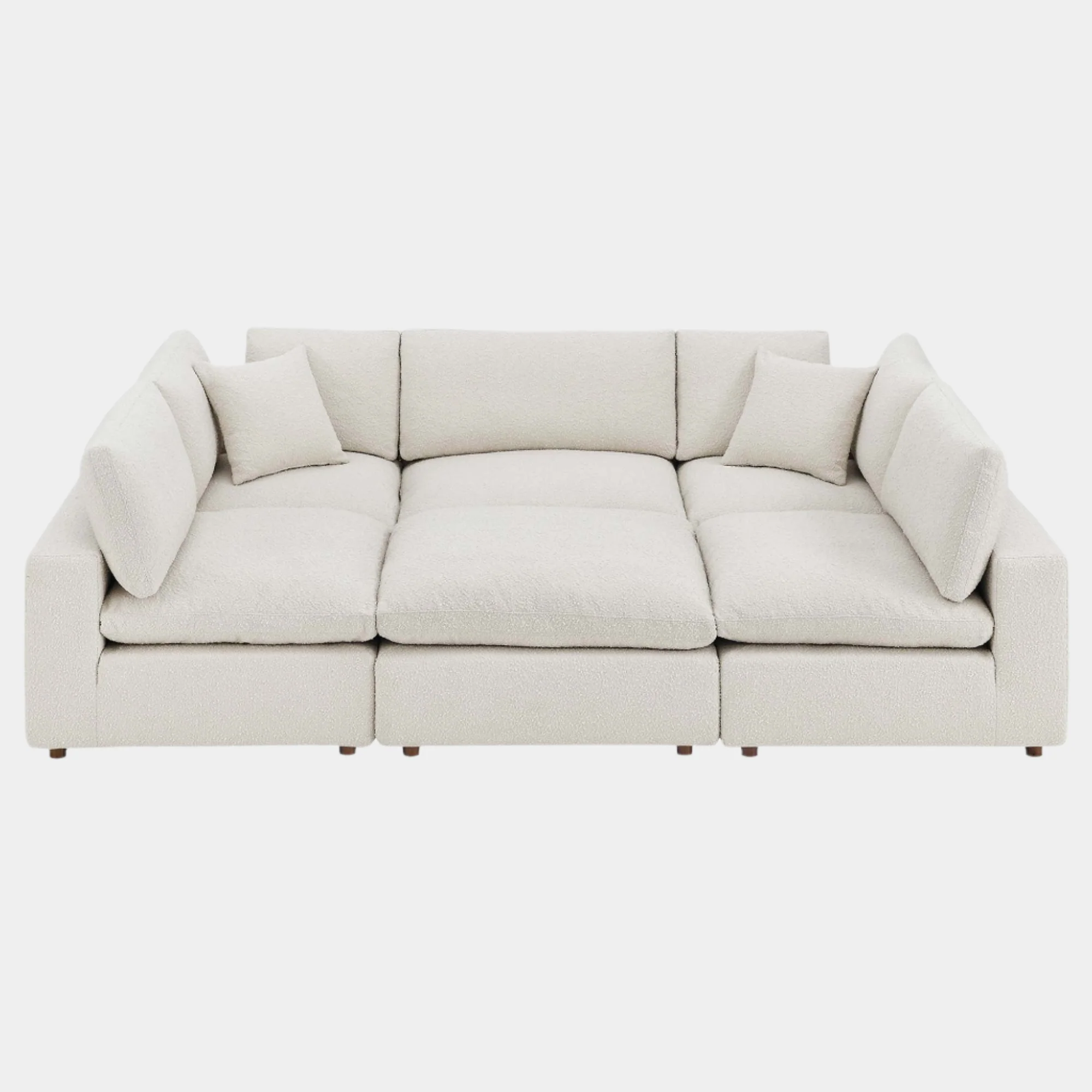 Commix Down Filled Overstuffed Boucle Fabric 6-Piece Sectional Sofa