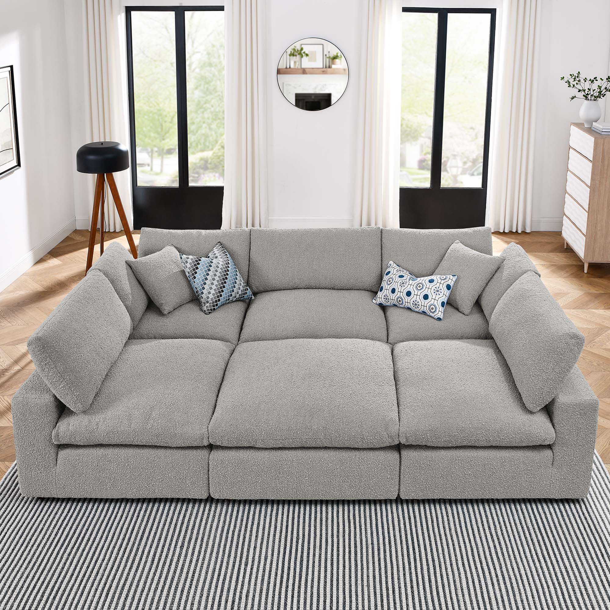 Commix Down Filled Overstuffed Boucle Fabric 6-Piece Sectional Sofa - Image 12