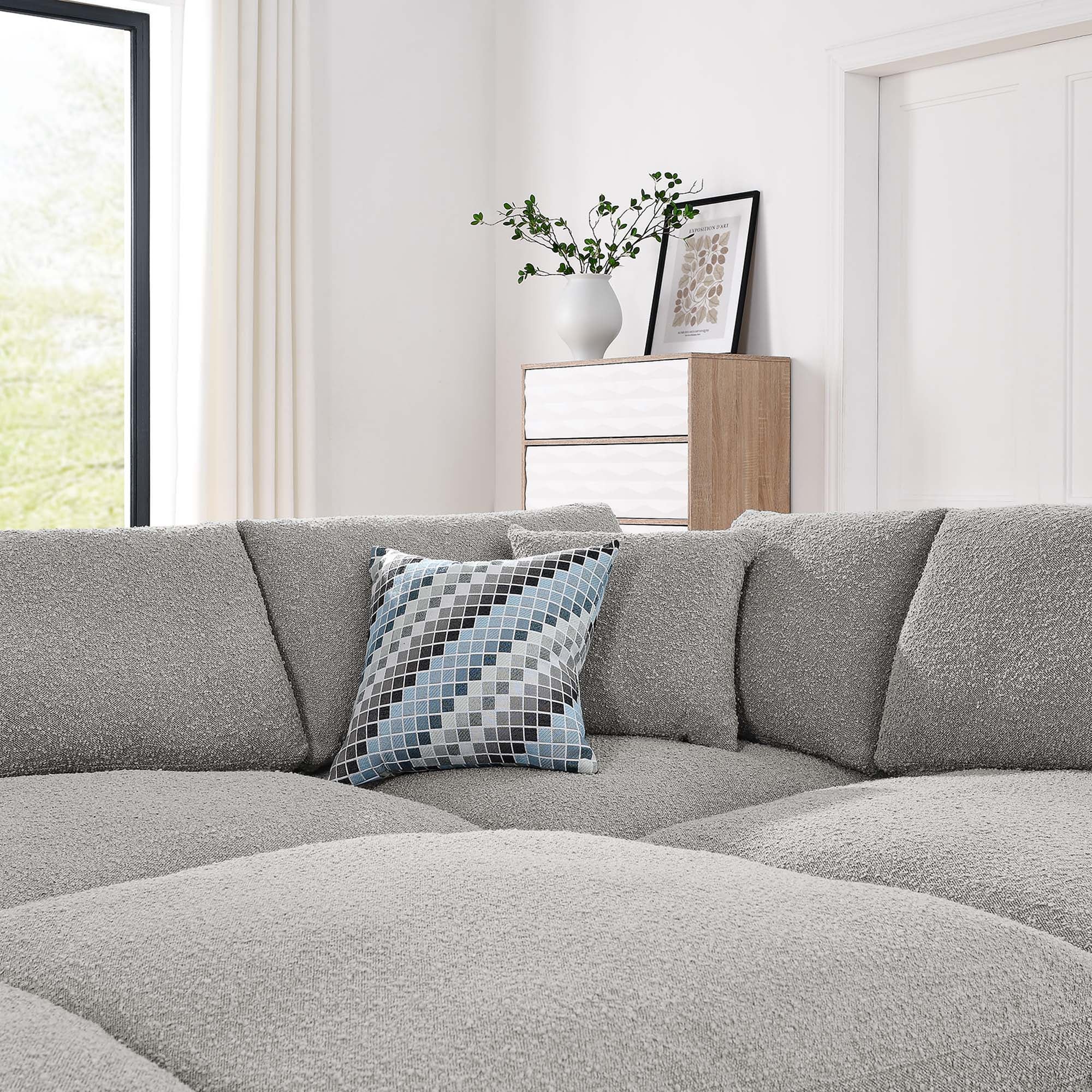 Commix Down Filled Overstuffed Boucle Fabric 6-Piece Sectional Sofa - Image 13