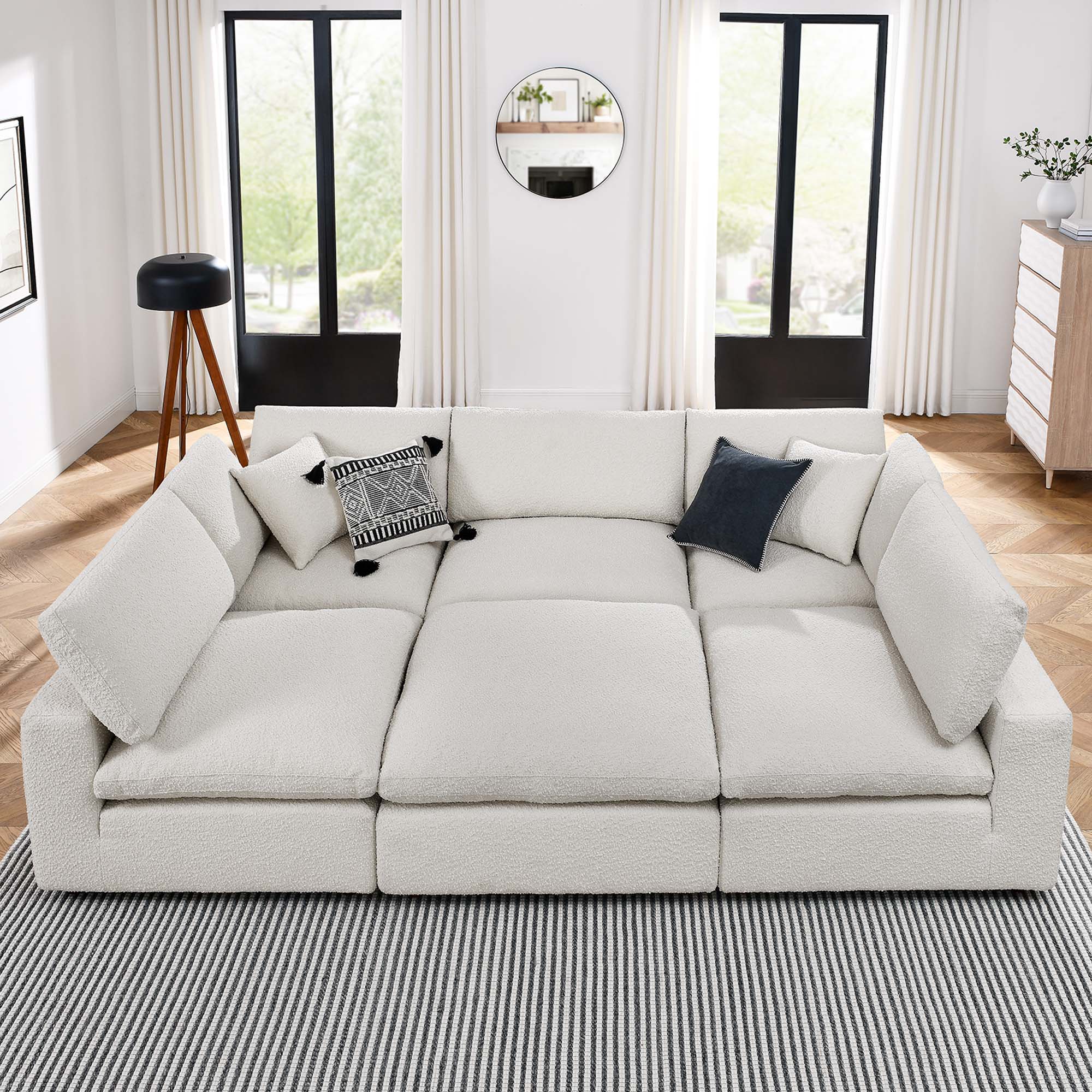 Commix Down Filled Overstuffed Boucle Fabric 6-Piece Sectional Sofa - Image 2