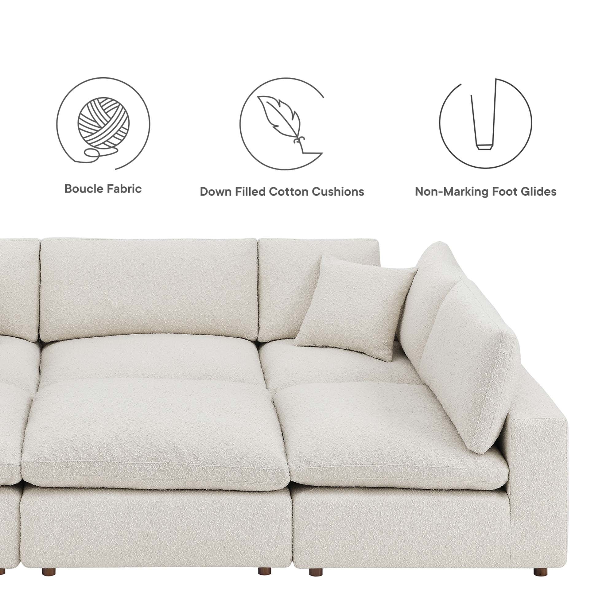Commix Down Filled Overstuffed Boucle Fabric 6-Piece Sectional Sofa - Image 5