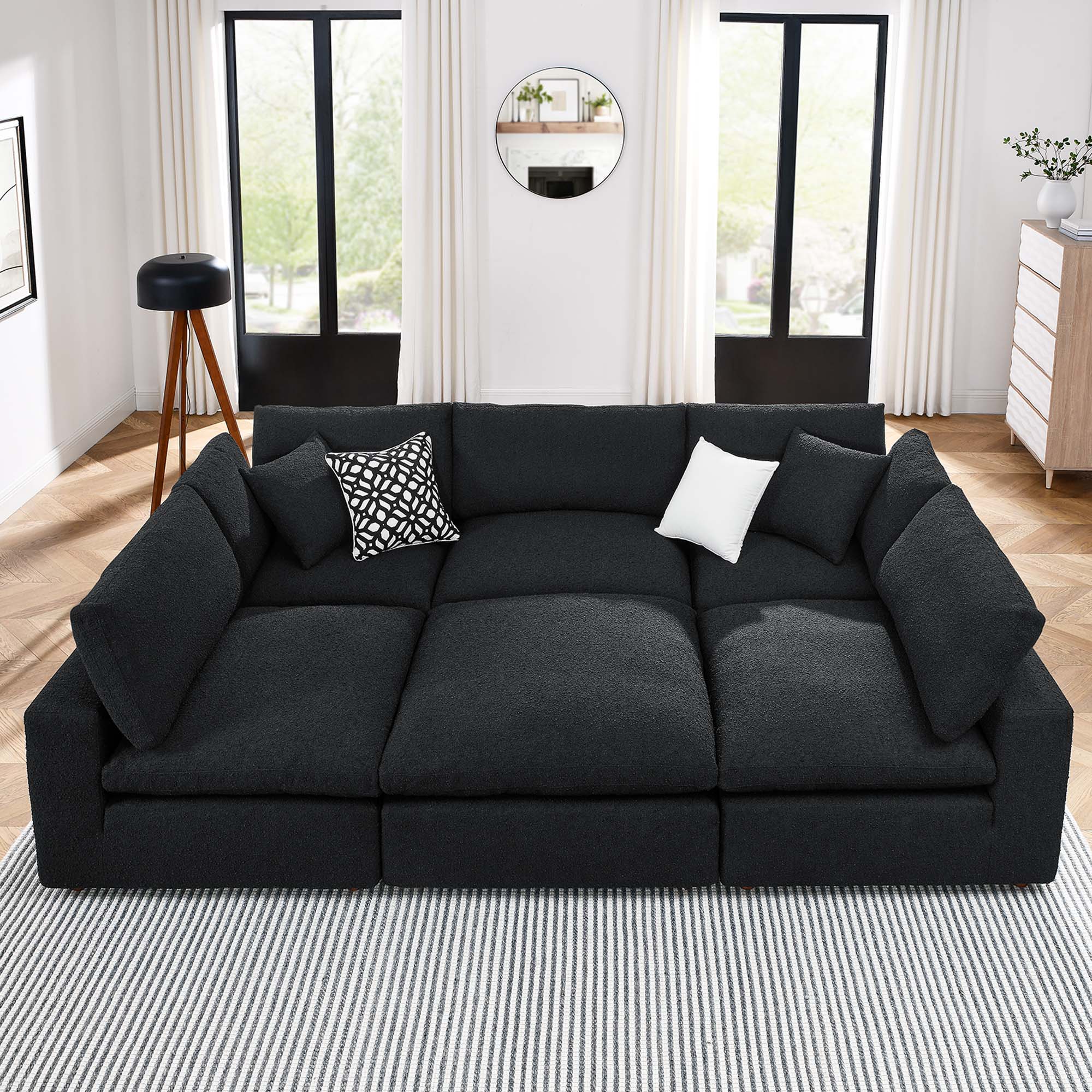 Commix Down Filled Overstuffed Boucle Fabric 6-Piece Sectional Sofa - Image 7