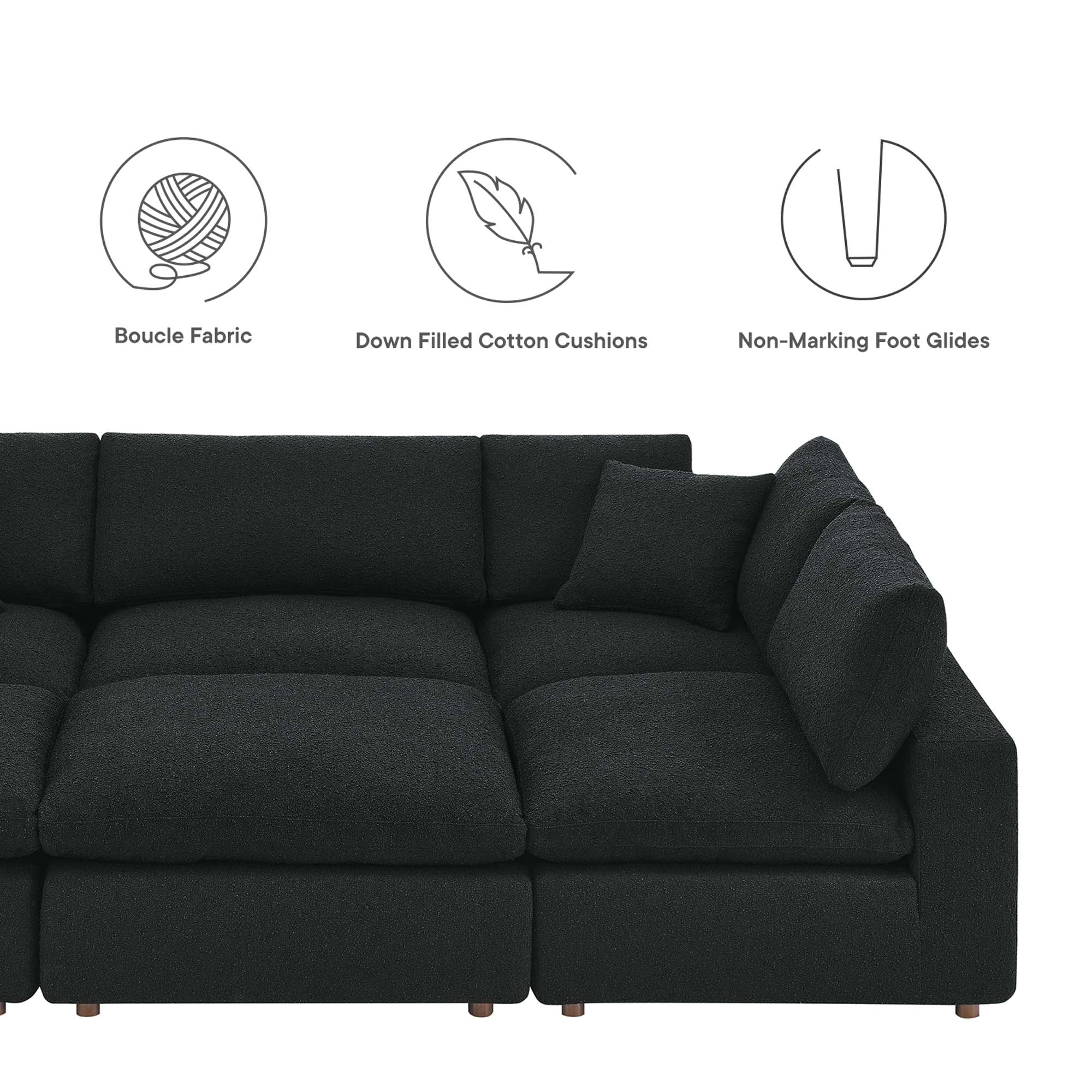 Commix Down Filled Overstuffed Boucle Fabric 6-Piece Sectional Sofa - Image 9