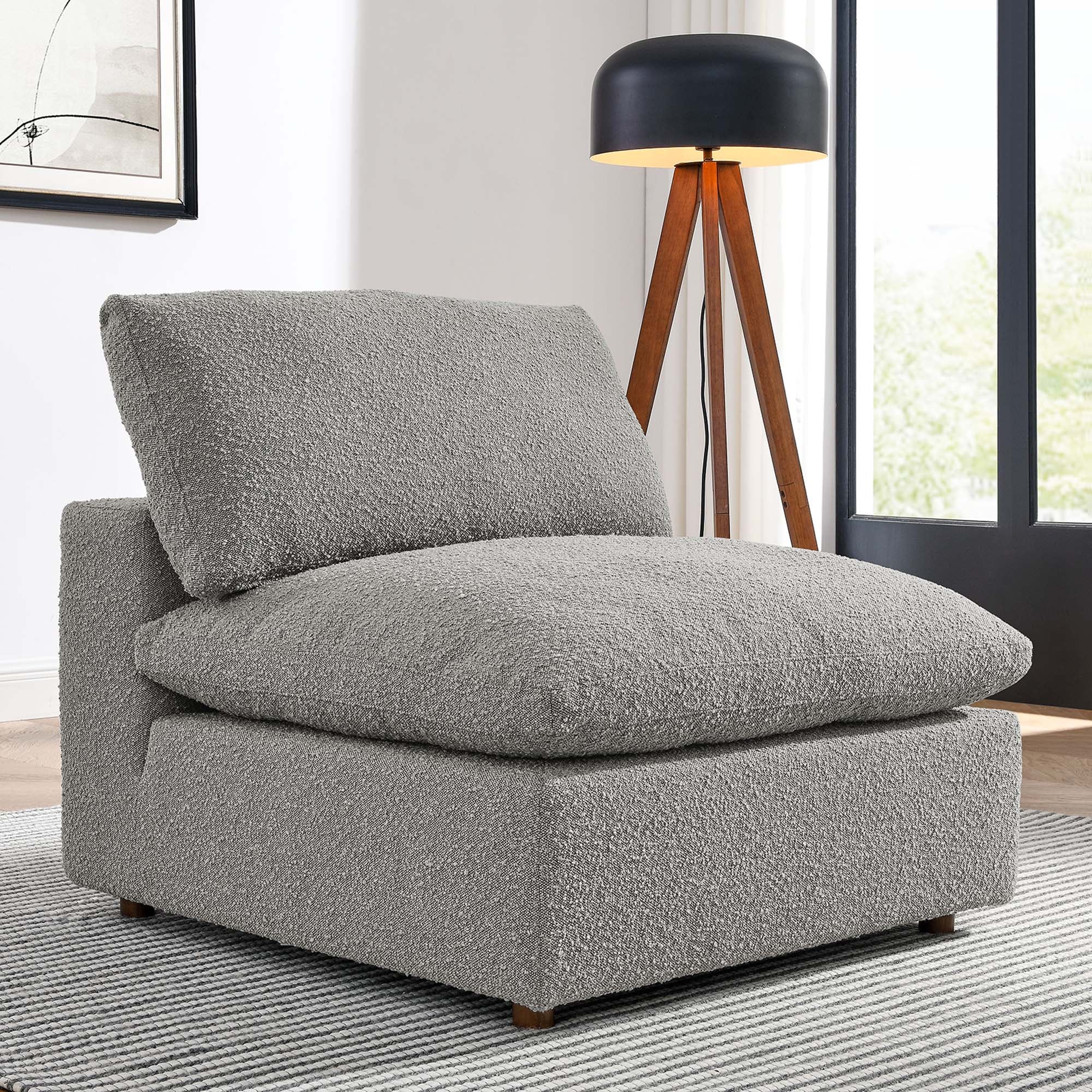 Commix Down Filled Overstuffed Boucle Fabric Armless Chair - Image 20