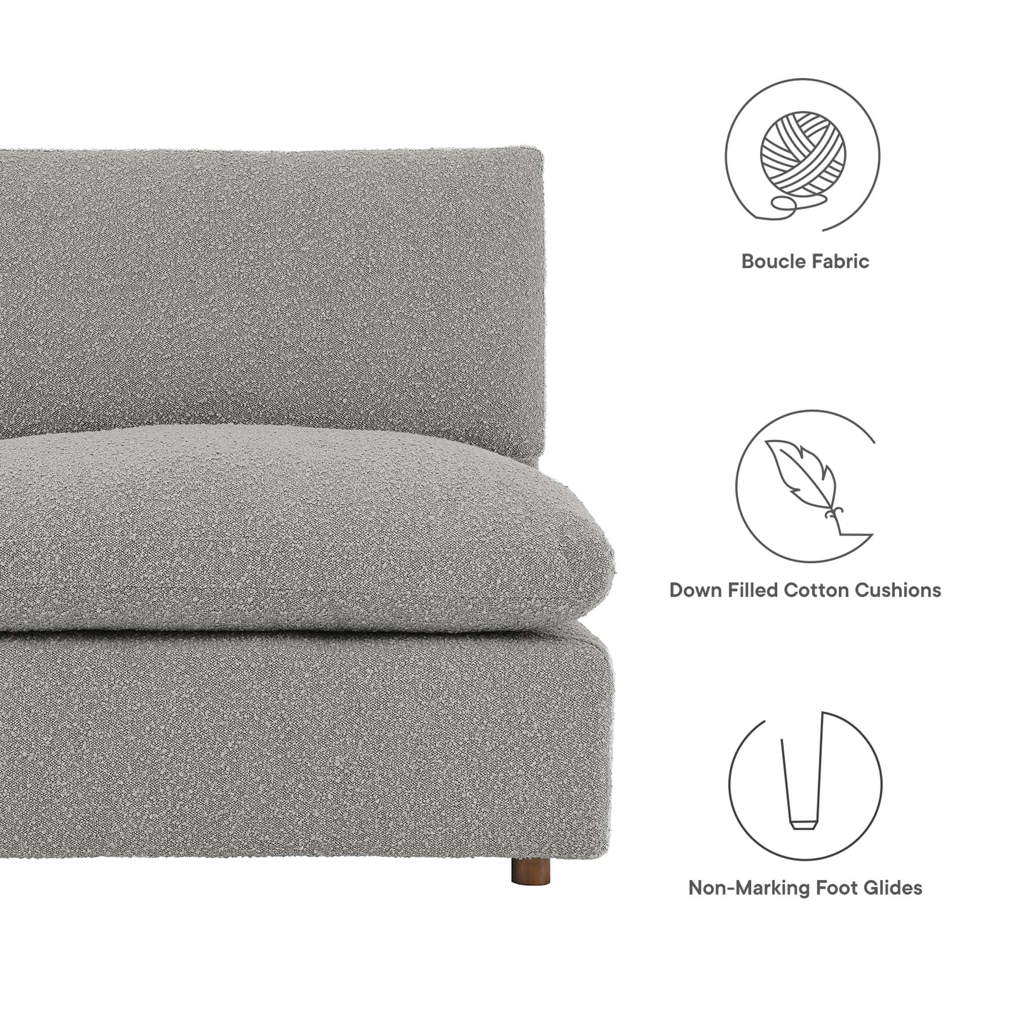 Commix Down Filled Overstuffed Boucle Fabric Armless Chair - Image 27