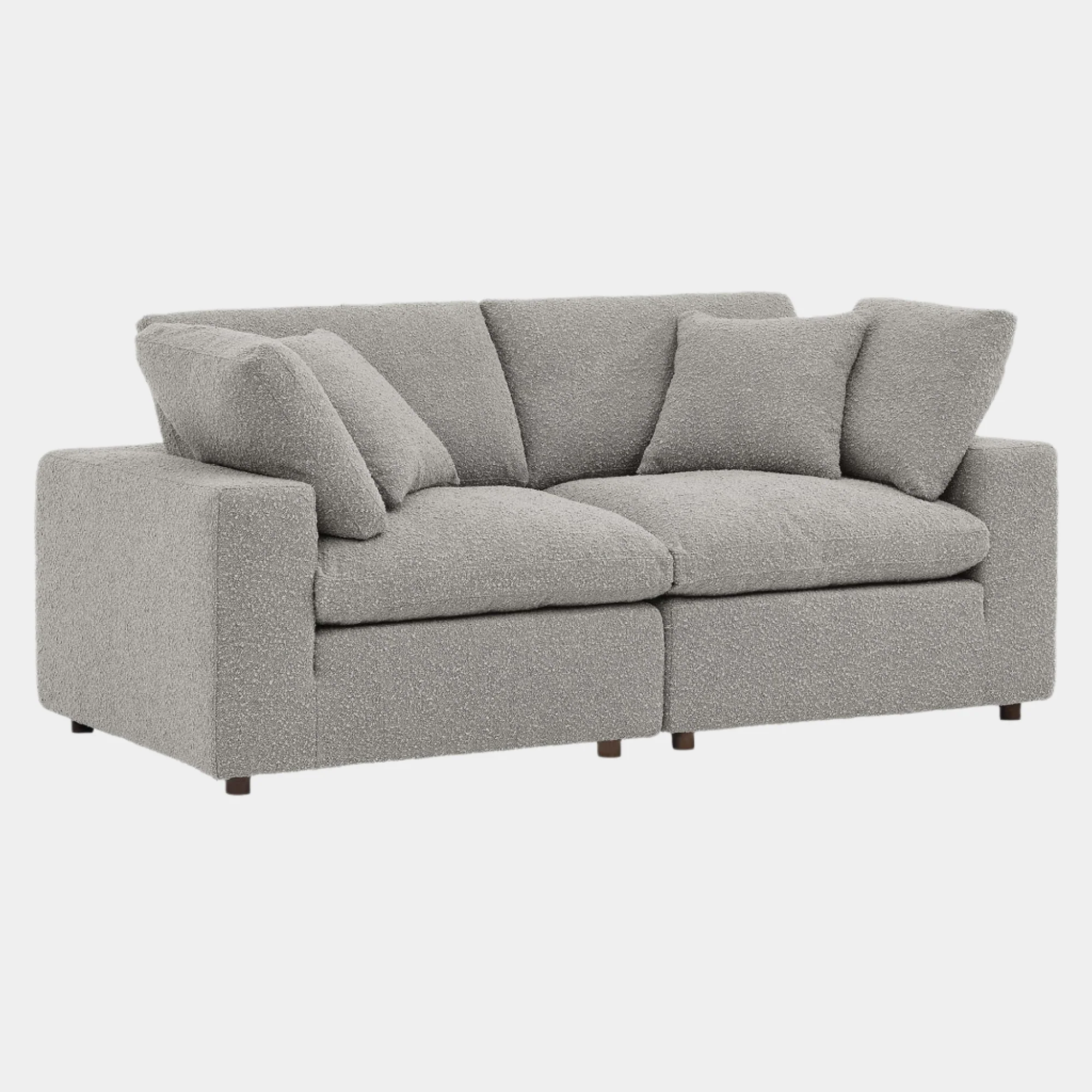 Commix Down Filled Overstuffed Boucle Fabric Loveseat - Image 11