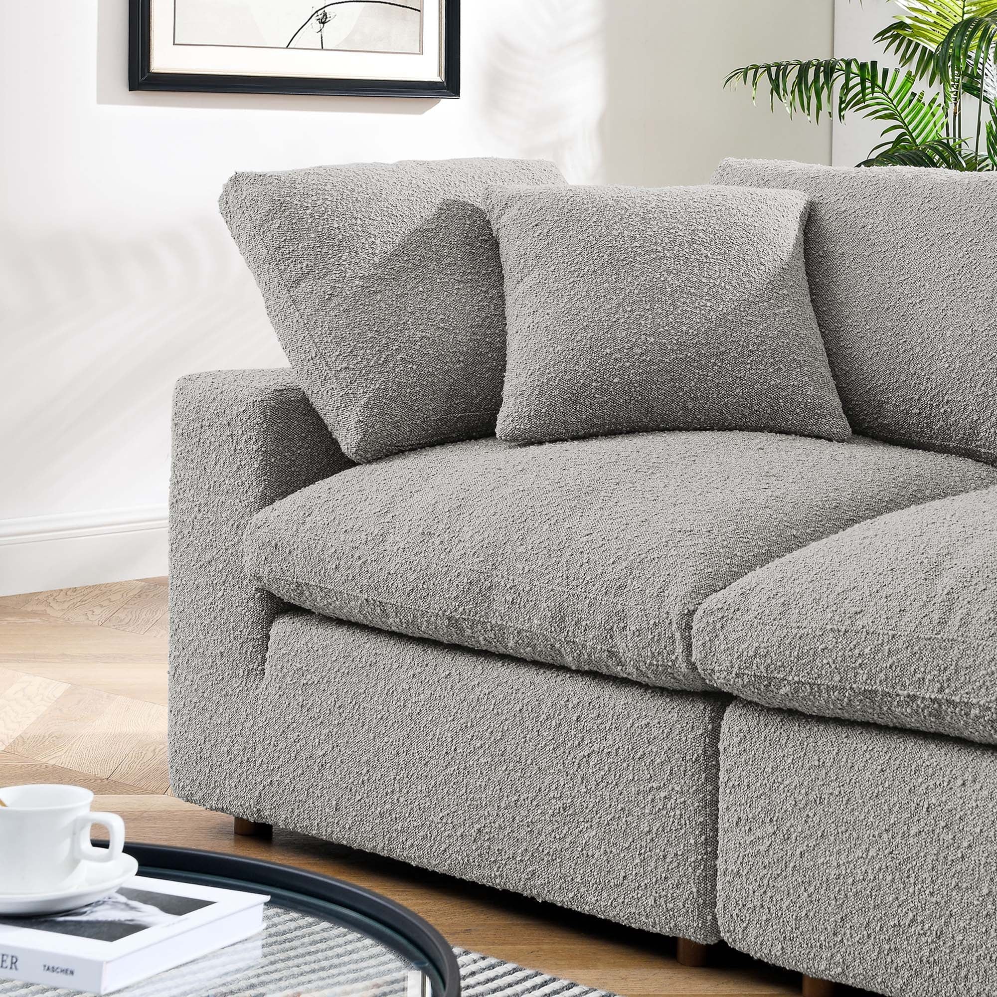Commix Down Filled Overstuffed Boucle Fabric Loveseat - Image 13