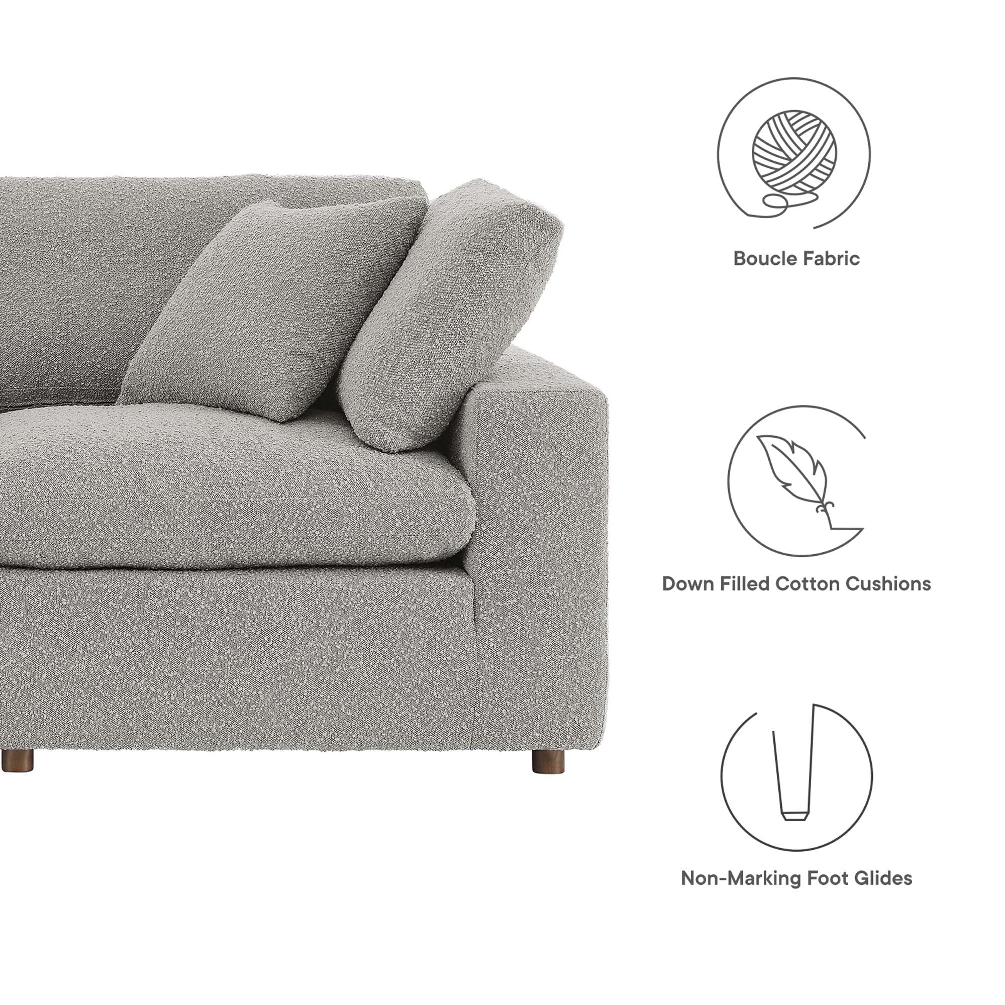 Commix Down Filled Overstuffed Boucle Fabric Loveseat - Image 15