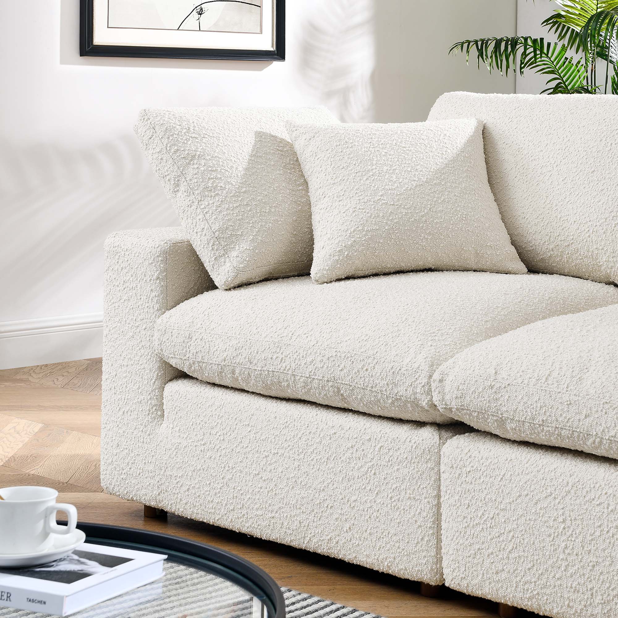 Commix Down Filled Overstuffed Boucle Fabric Loveseat - Image 3
