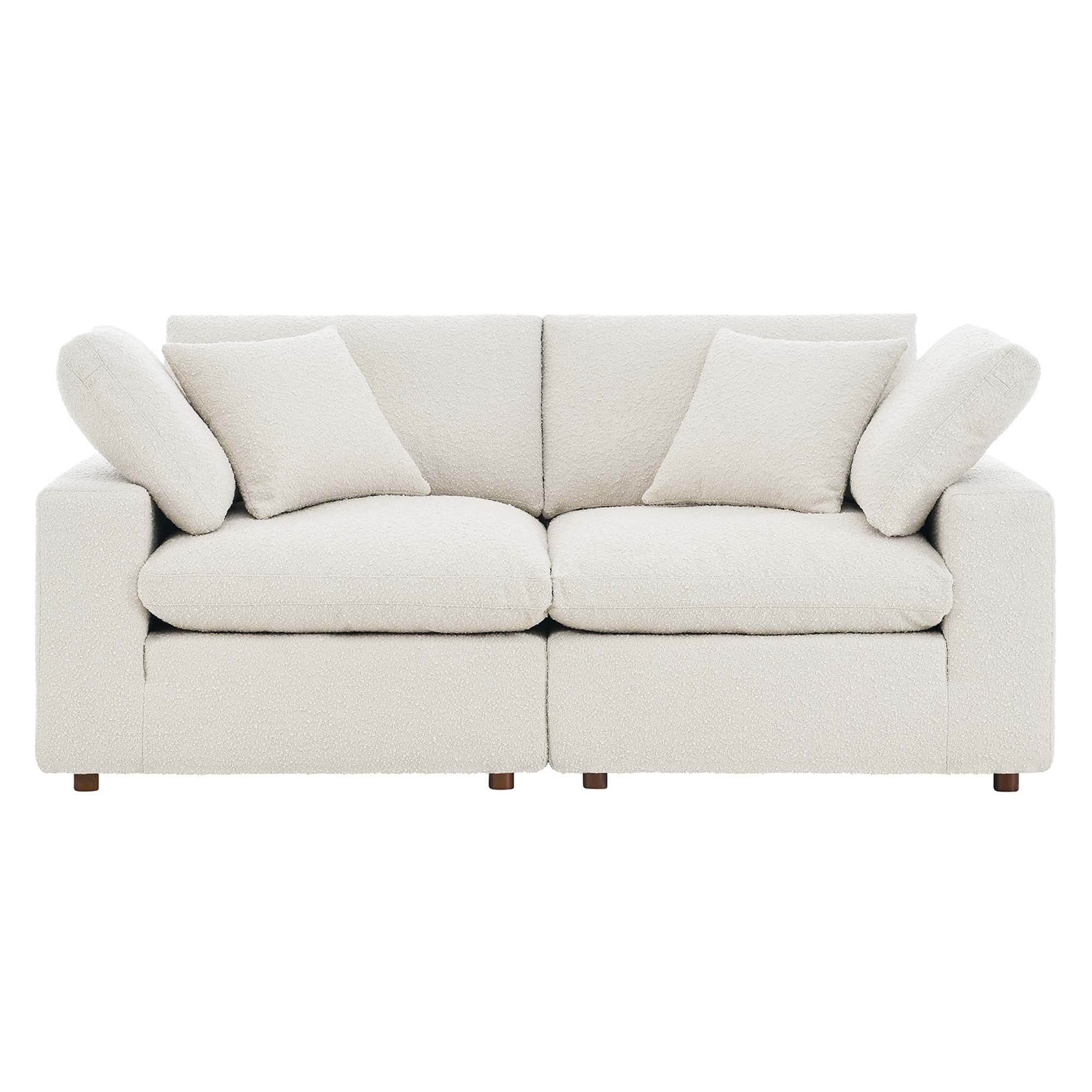 Commix Down Filled Overstuffed Boucle Fabric Loveseat - Image 4