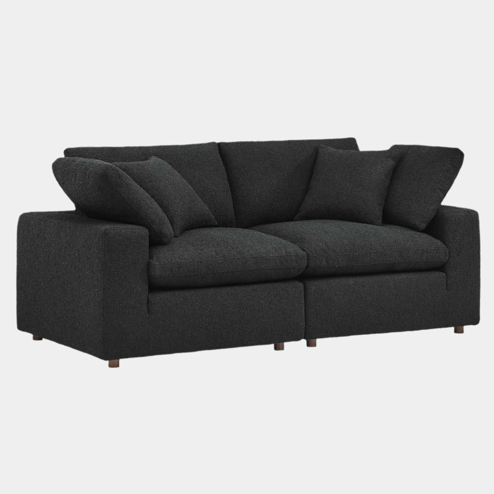Commix Down Filled Overstuffed Boucle Fabric Loveseat - Image 6