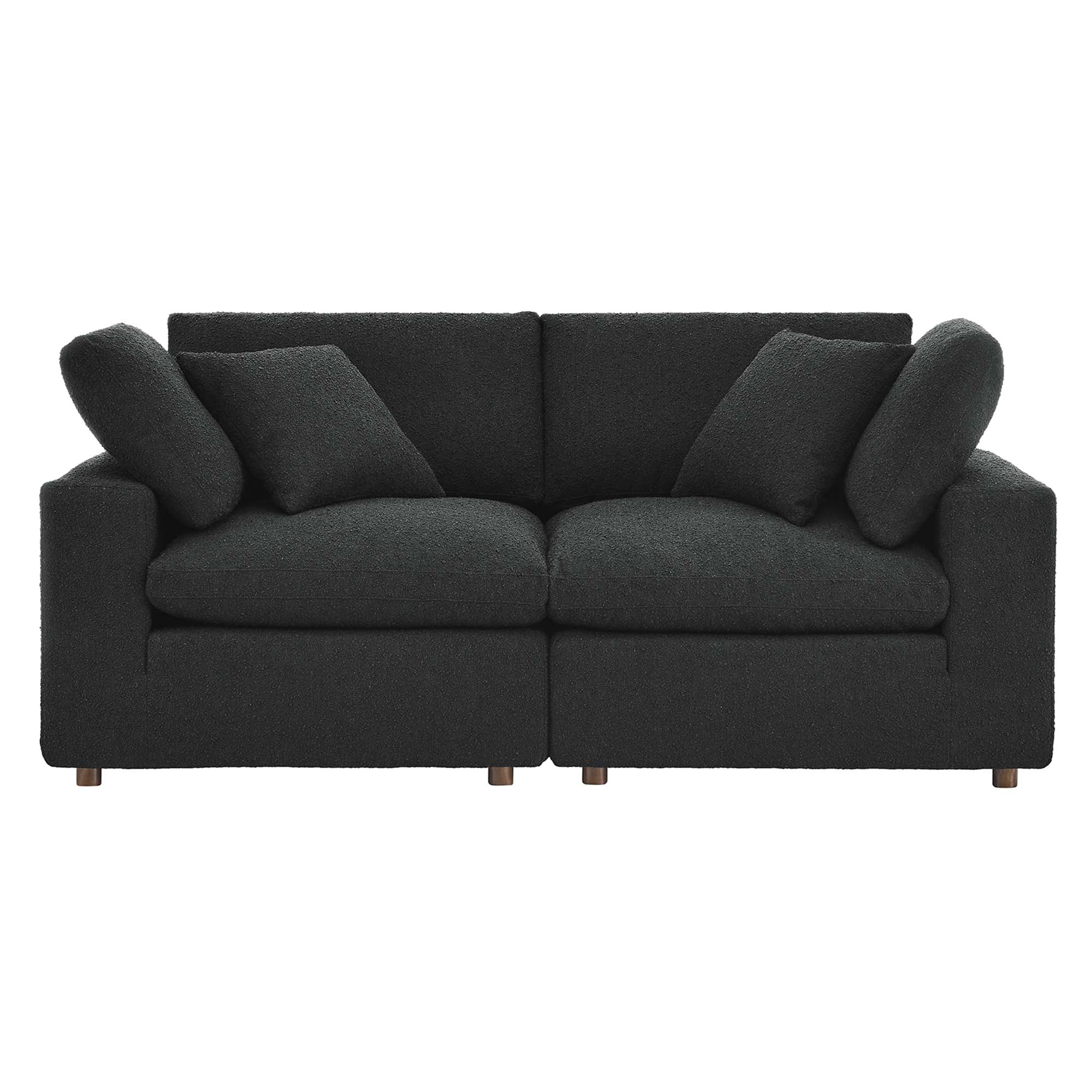 Commix Down Filled Overstuffed Boucle Fabric Loveseat - Image 9
