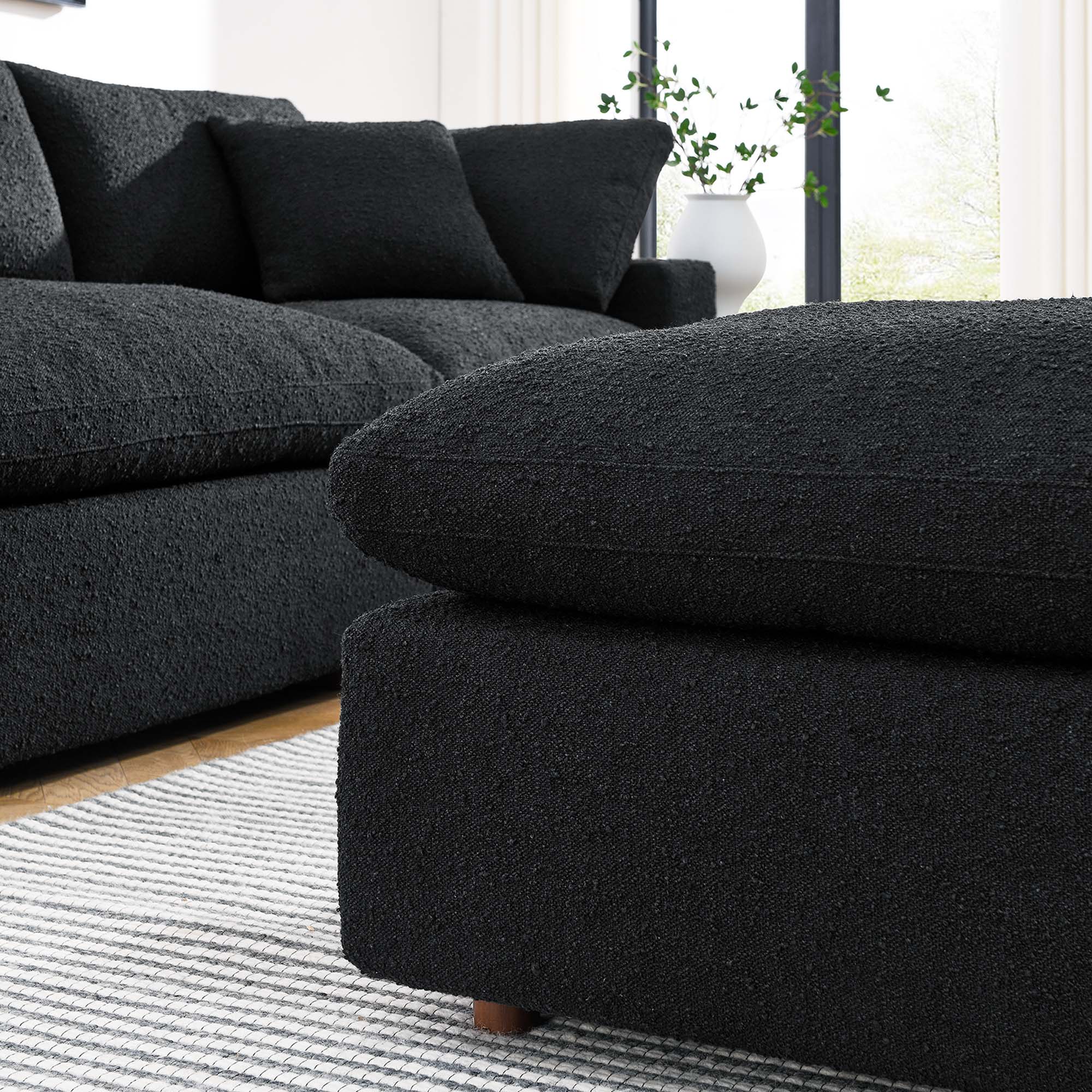 Commix Down Filled Overstuffed Boucle Fabric Ottoman - Image 11