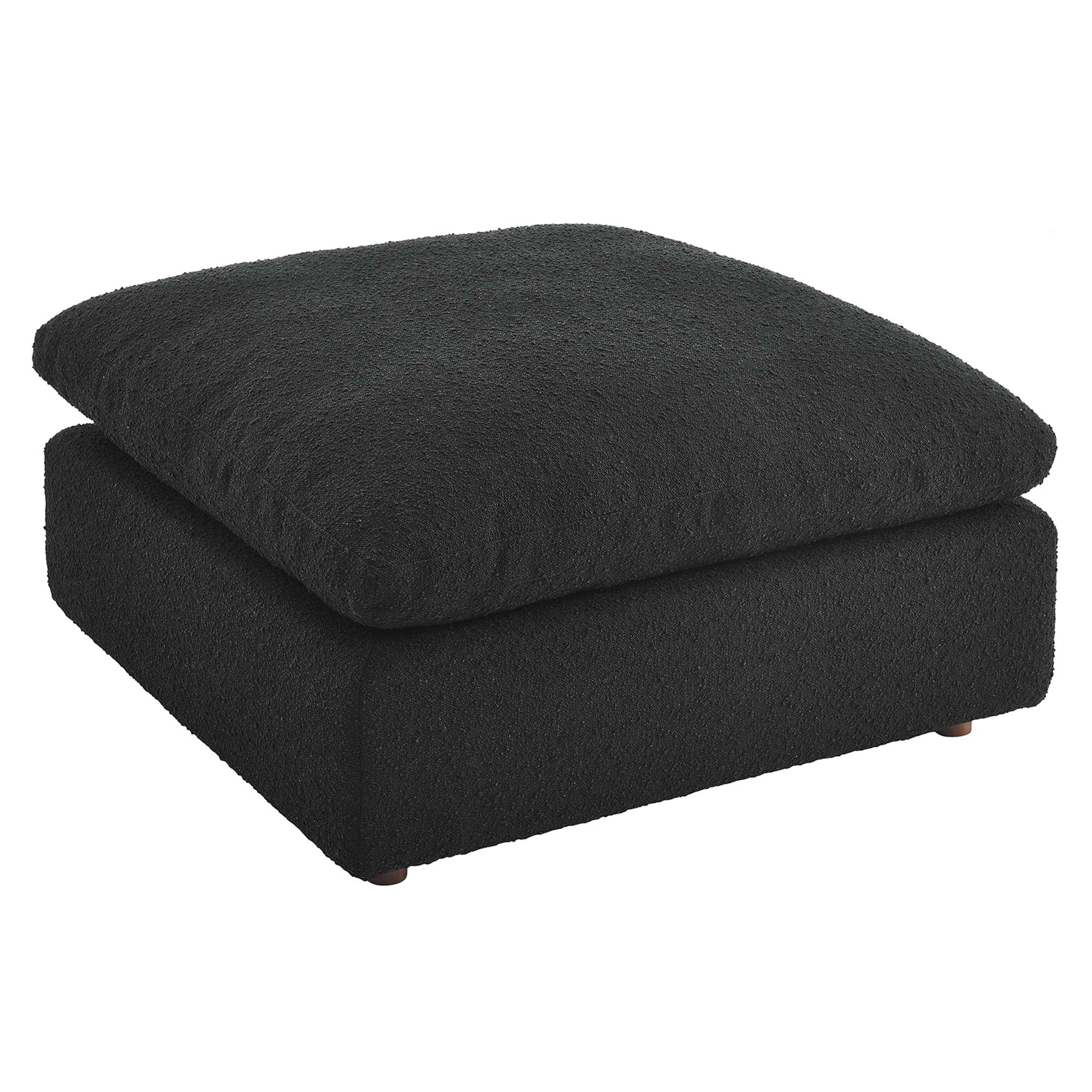 Commix Down Filled Overstuffed Boucle Fabric Ottoman - Image 13