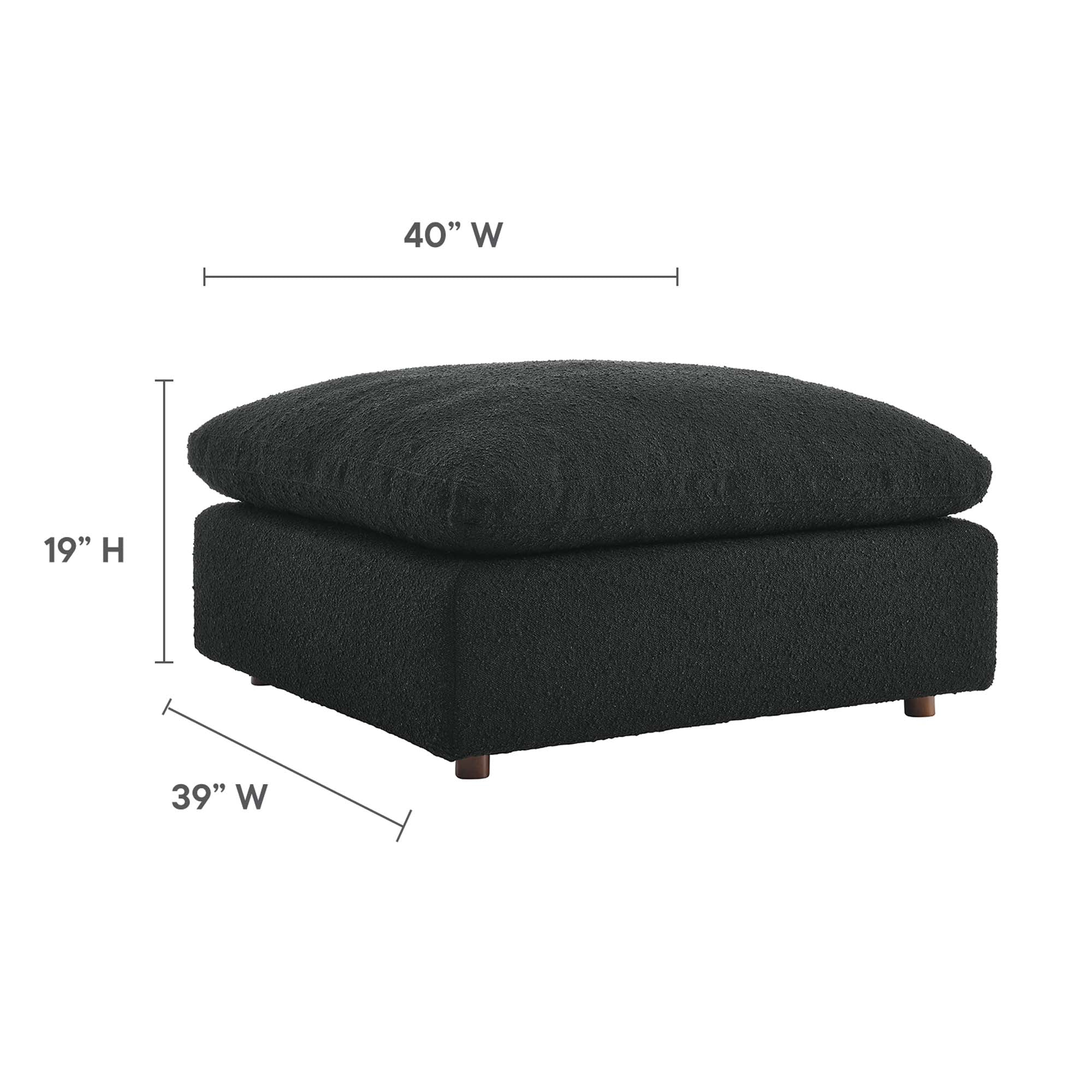 Commix Down Filled Overstuffed Boucle Fabric Ottoman - Image 15