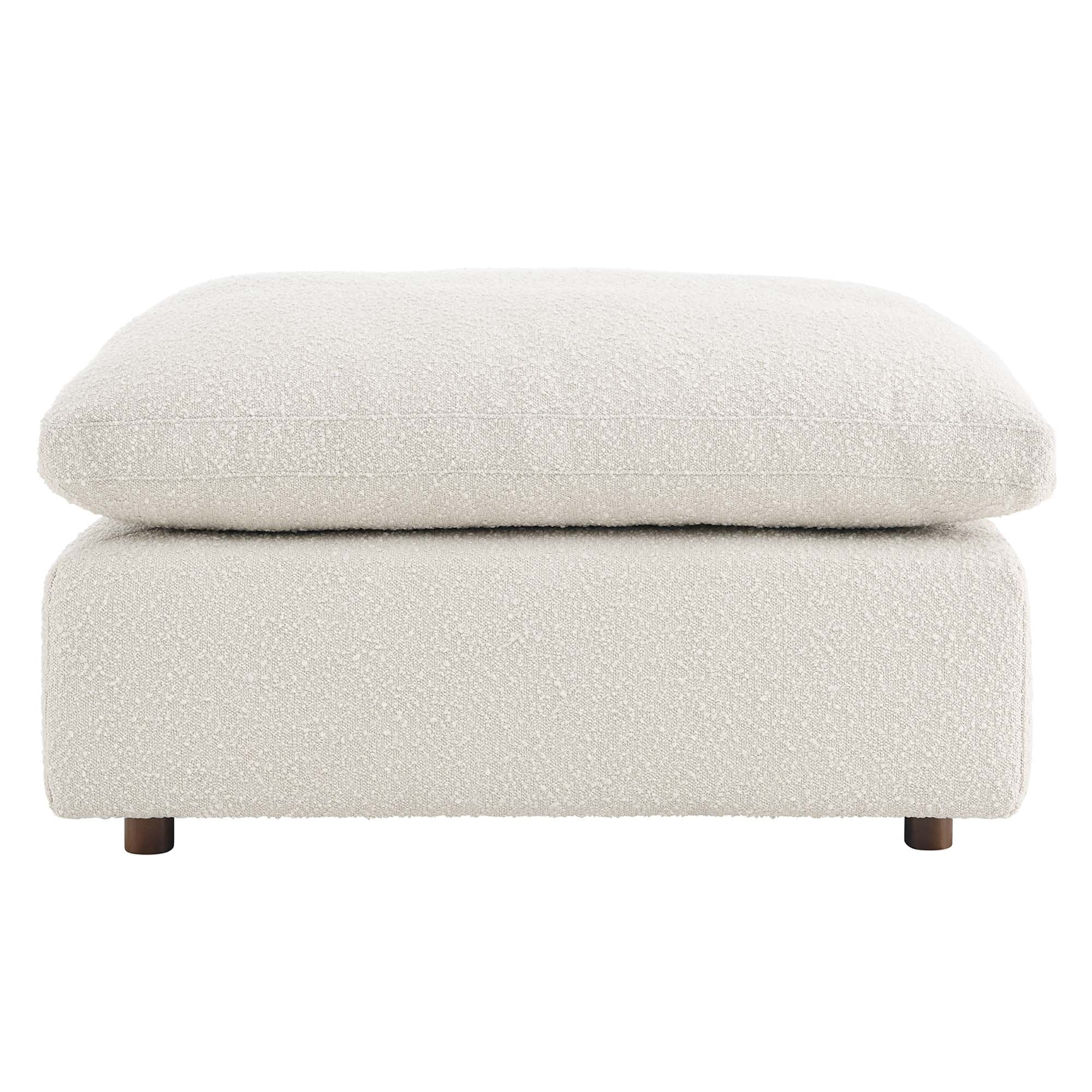 Commix Down Filled Overstuffed Boucle Fabric Ottoman - Image 4