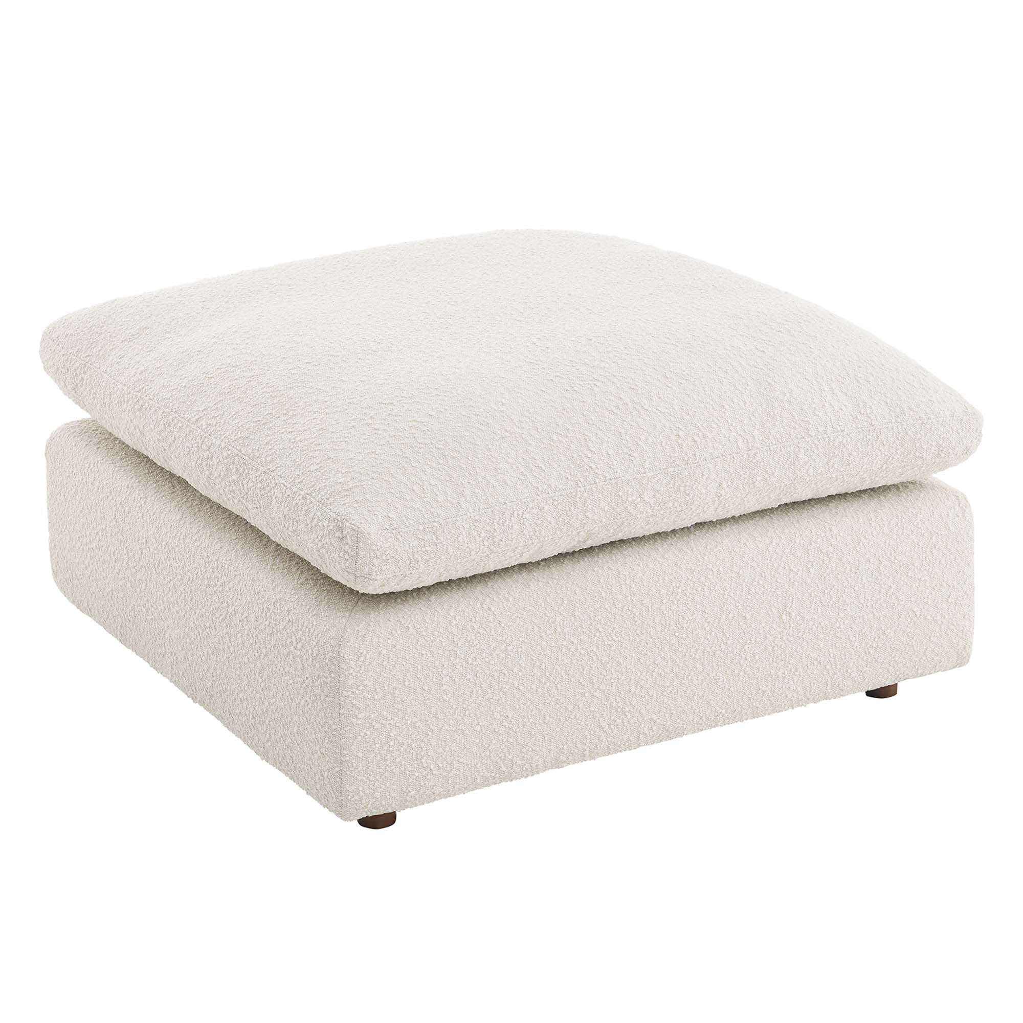 Commix Down Filled Overstuffed Boucle Fabric Ottoman - Image 5