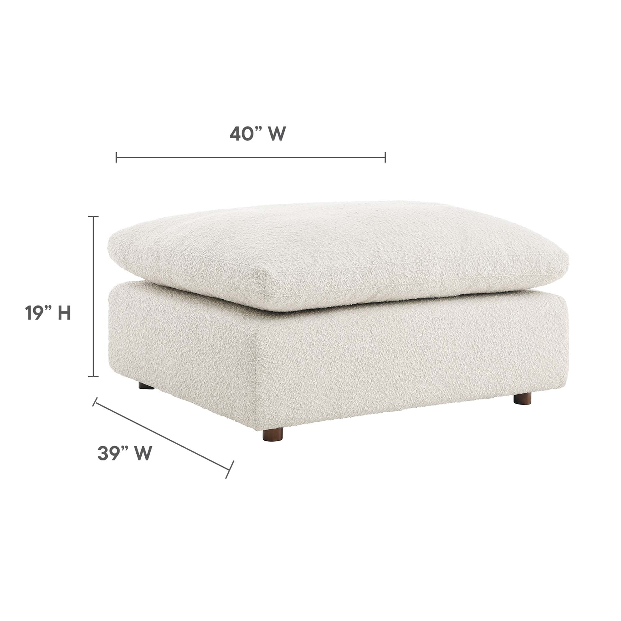 Commix Down Filled Overstuffed Boucle Fabric Ottoman - Image 7