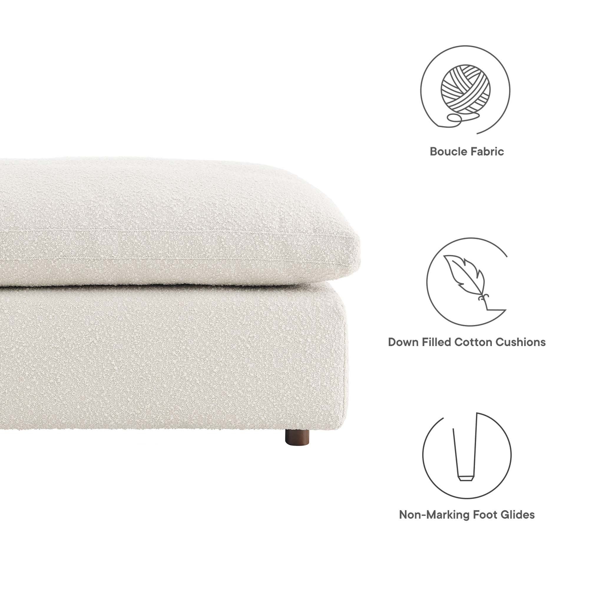 Commix Down Filled Overstuffed Boucle Fabric Ottoman - Image 8