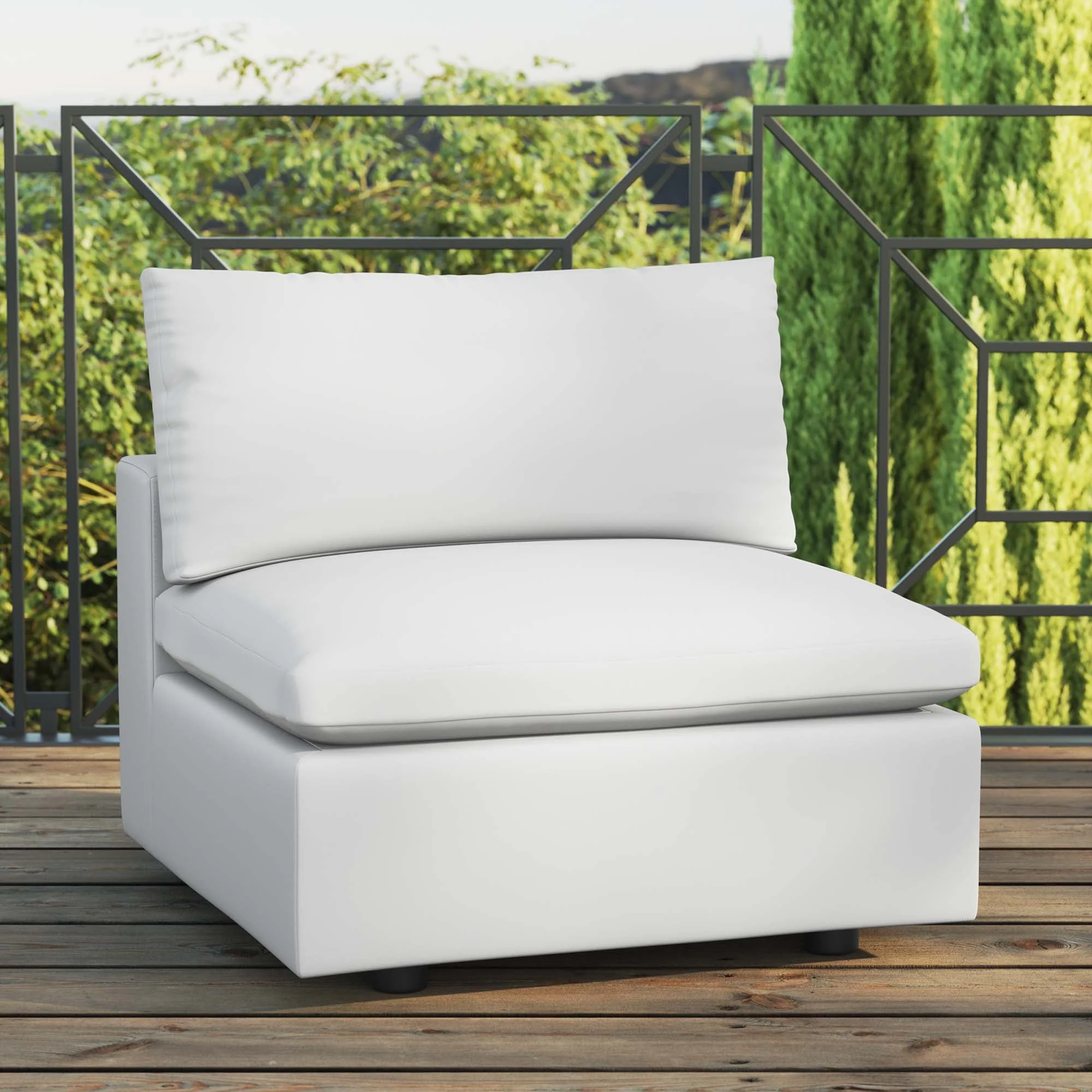 Commix Overstuffed Outdoor Patio Armless Chair - Image 9