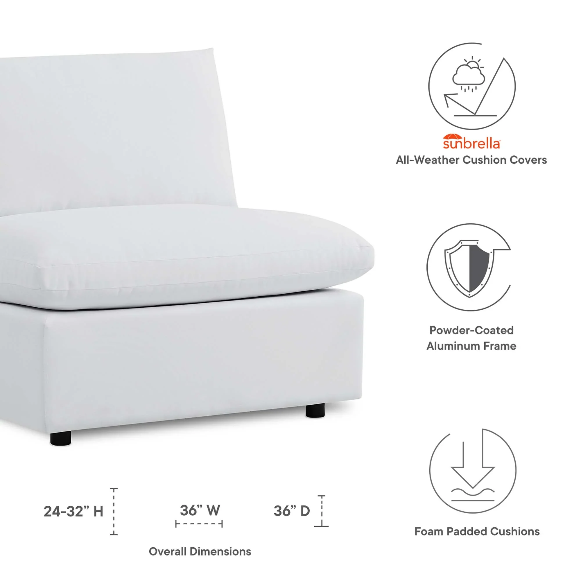 Commix Sunbrella® Outdoor Patio Armless - Image 12