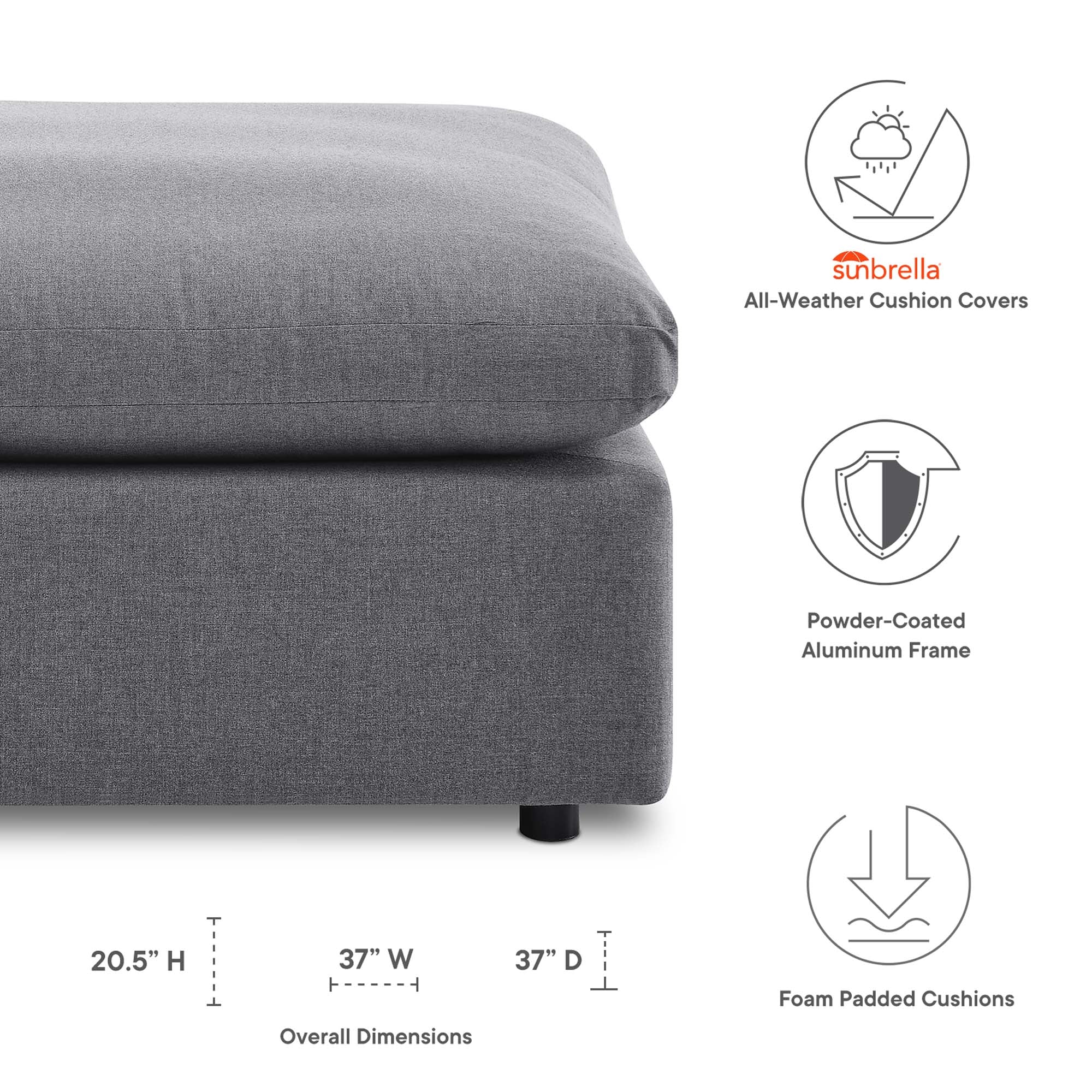 Commix Sunbrella® Outdoor Patio Ottoman - Image 10