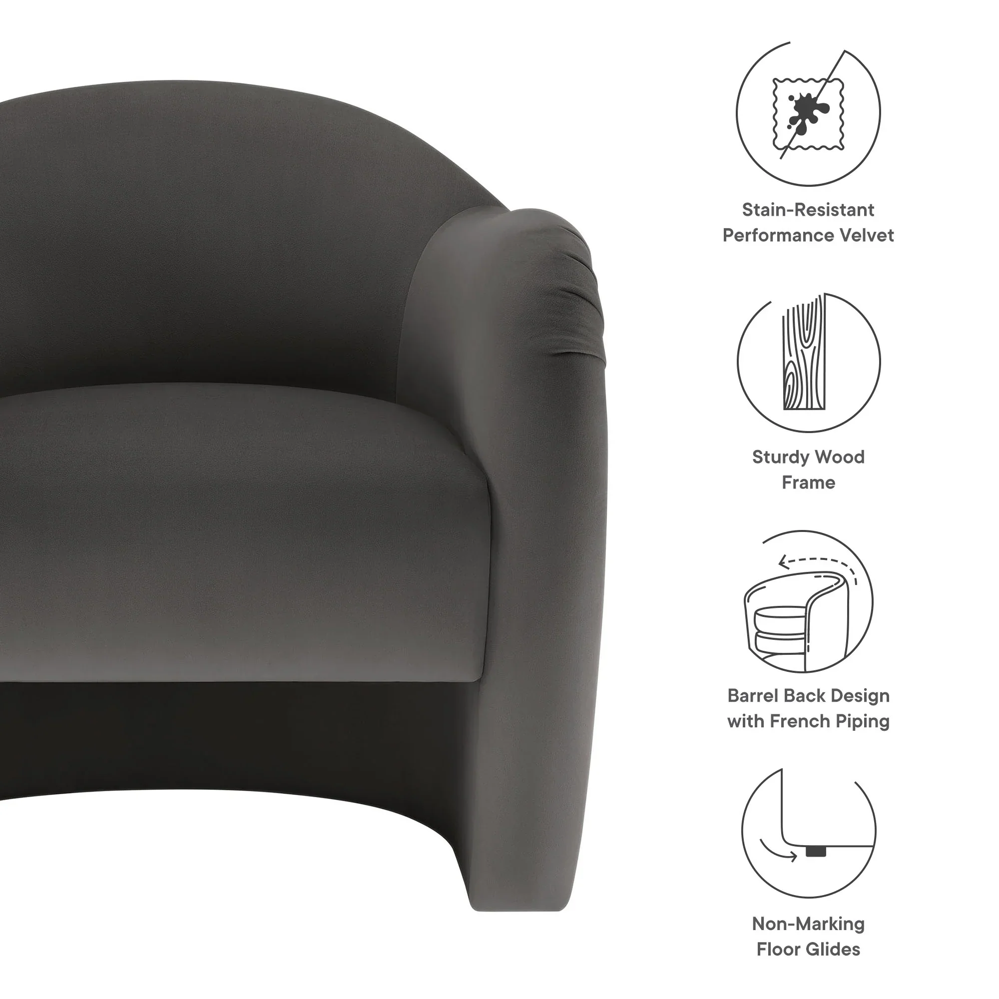 Compose Performance Velvet Accent Chair - Image 45