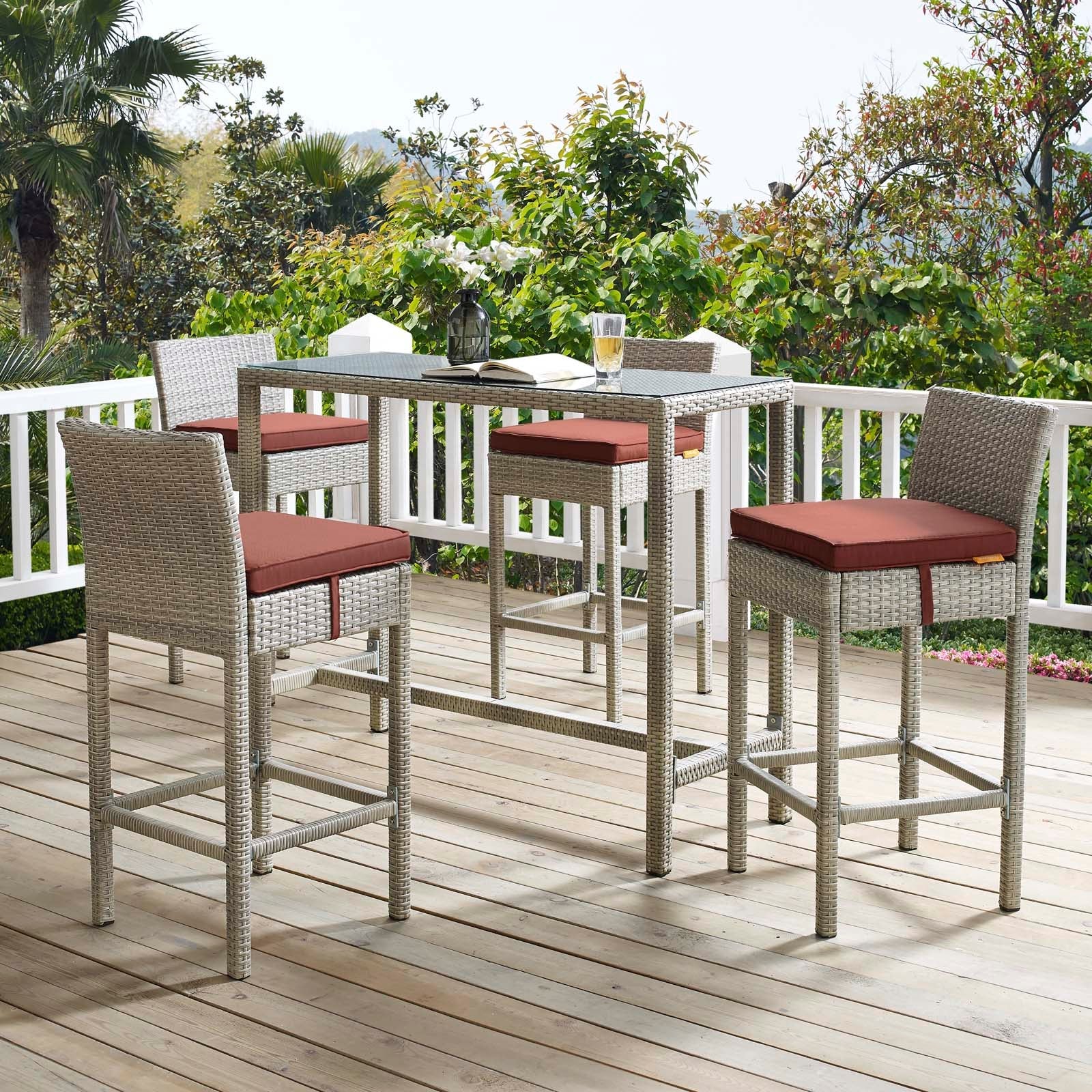 Conduit 5 Piece Outdoor Patio Wicker Rattan Set - Image 16