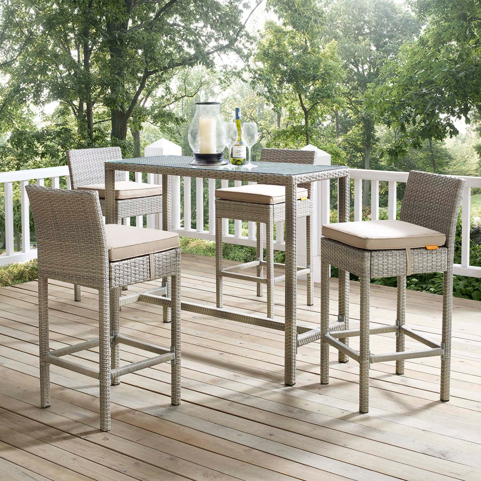 Conduit 5 Piece Outdoor Patio Wicker Rattan Set - Image 2