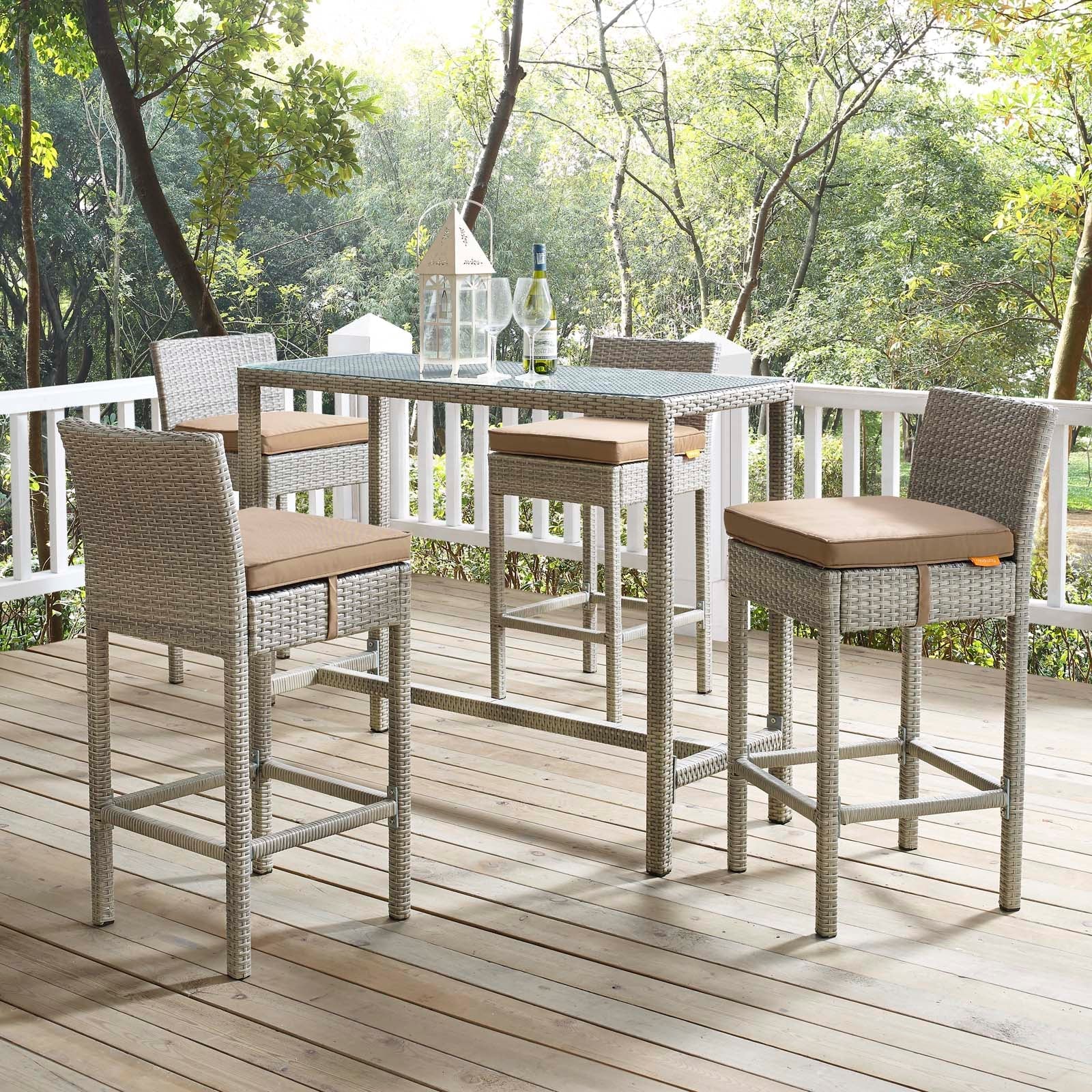Conduit 5 Piece Outdoor Patio Wicker Rattan Set - Image 38