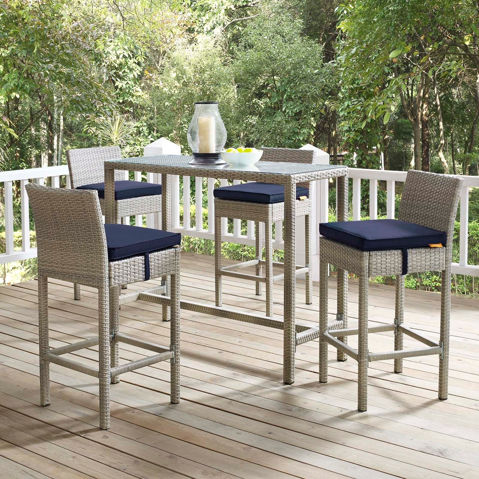 Conduit 5 Piece Outdoor Patio Wicker Rattan Set - Image 44