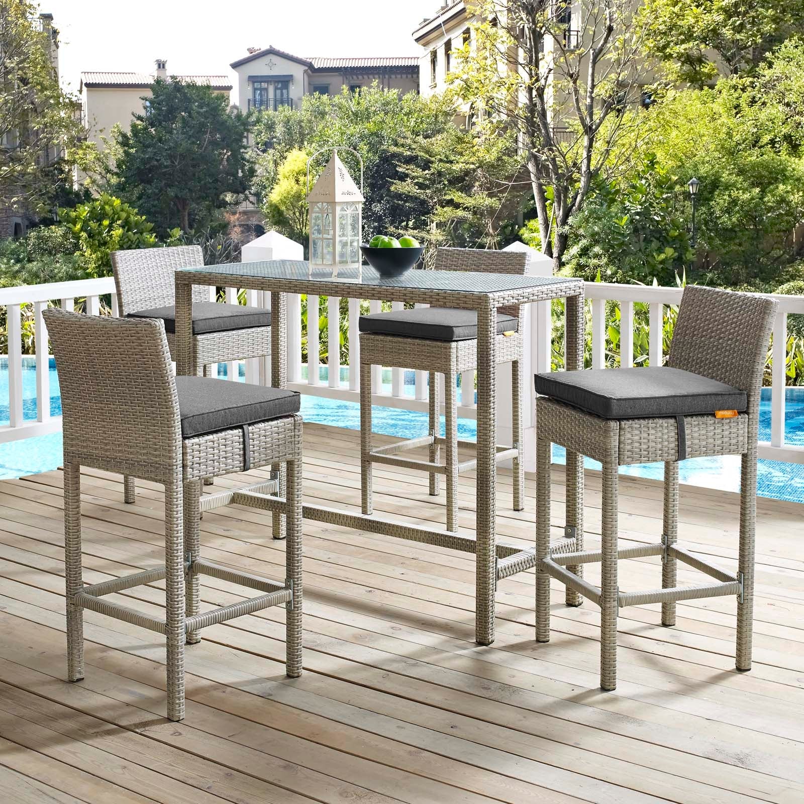 Conduit 5 Piece Outdoor Patio Wicker Rattan Set - Image 9