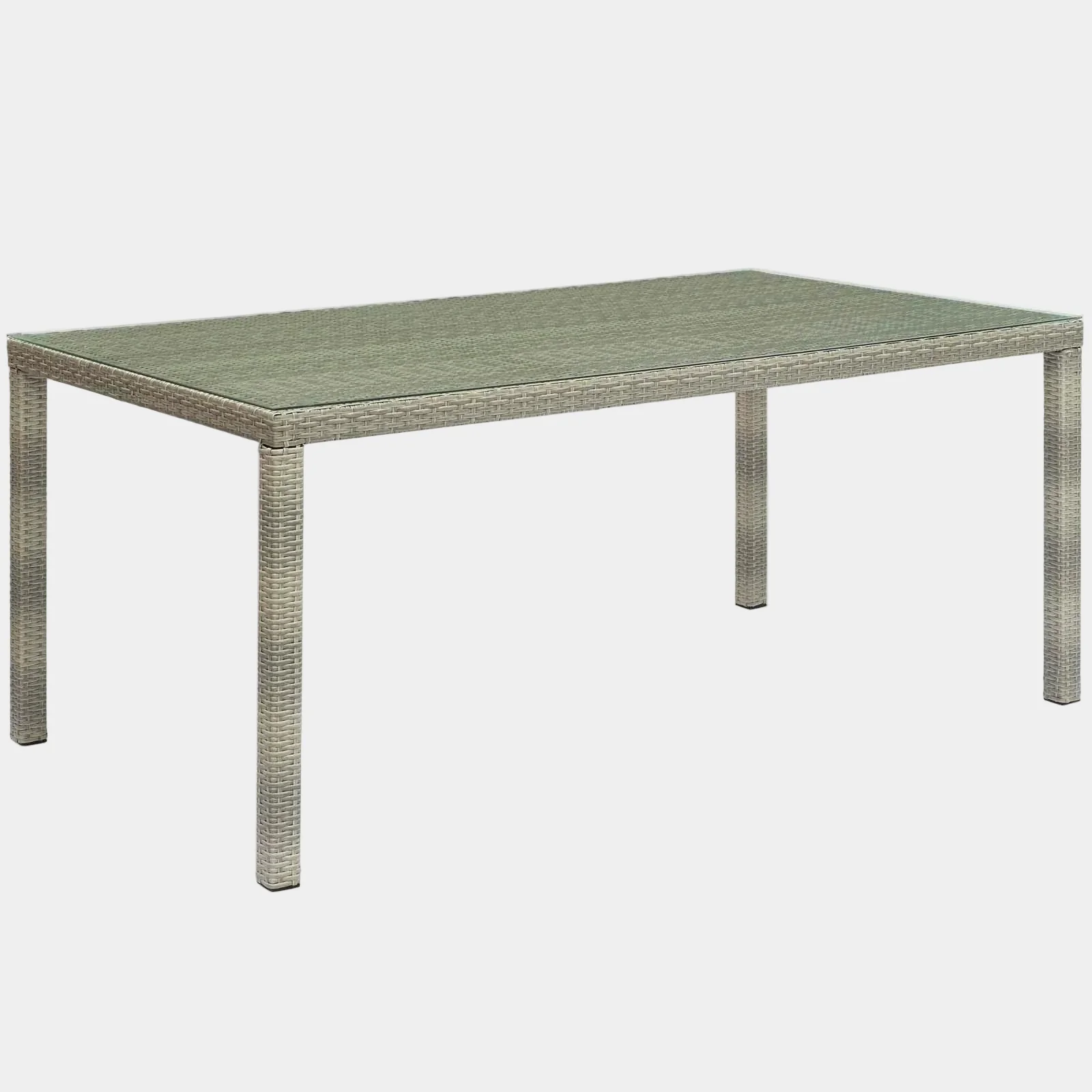 Conduit 70" Outdoor Patio Wicker Rattan Dining Table in Light Gray