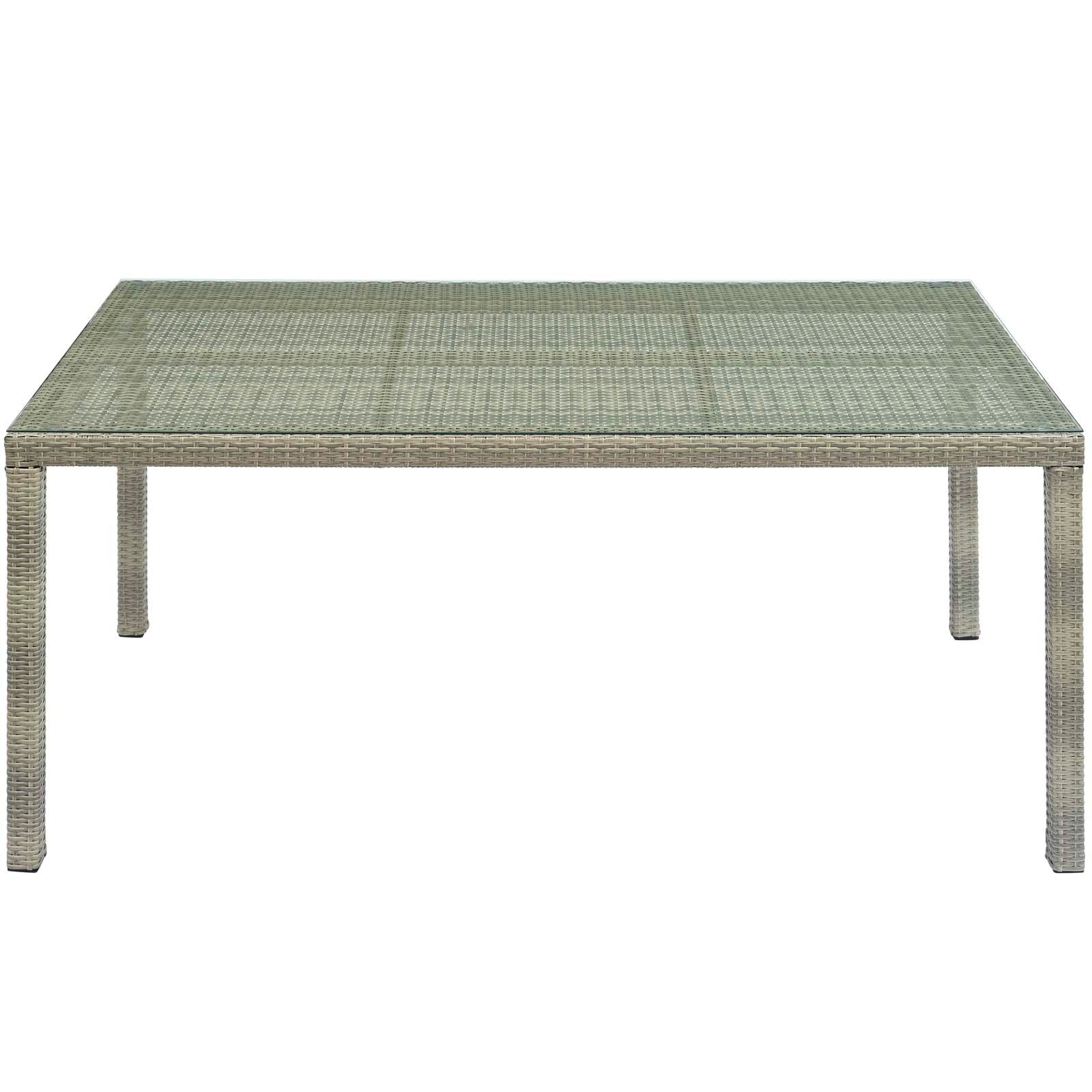 Conduit 70" Outdoor Patio Wicker Rattan Dining Table in Light Gray - Image 2