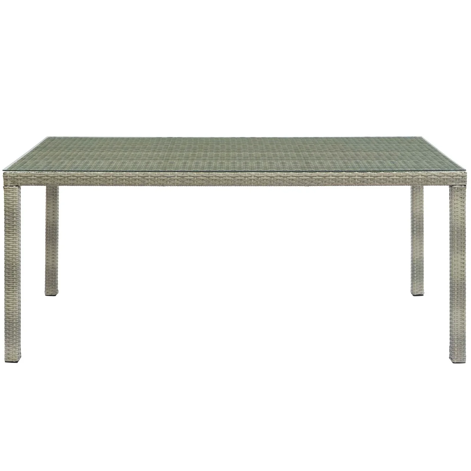 Conduit 70" Outdoor Patio Wicker Rattan Dining Table in Light Gray - Image 3