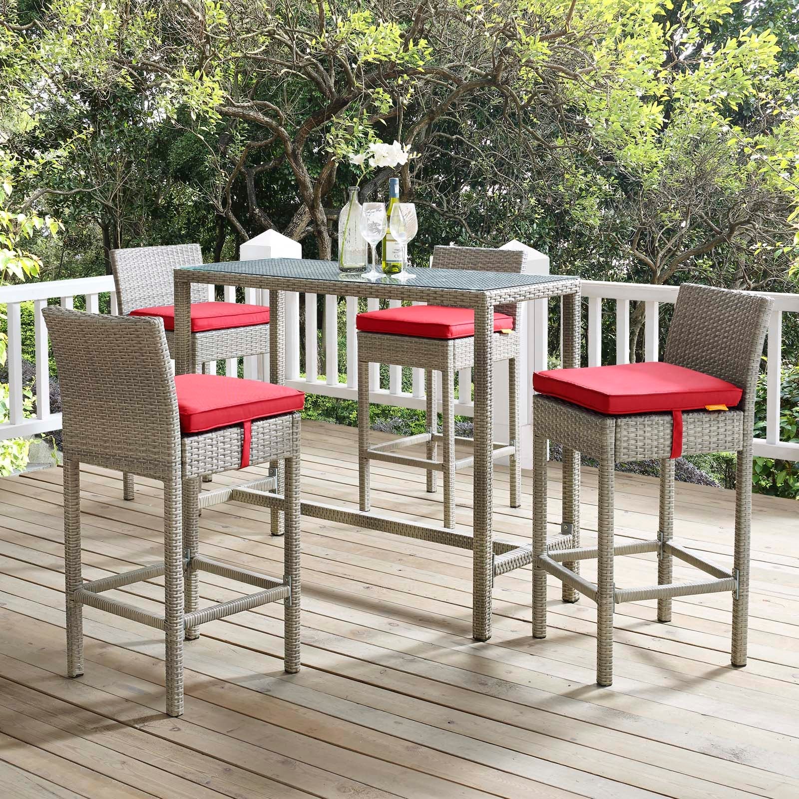 Conduit Outdoor Patio Wicker Rattan Bar Stool Set of 4 - Image 42