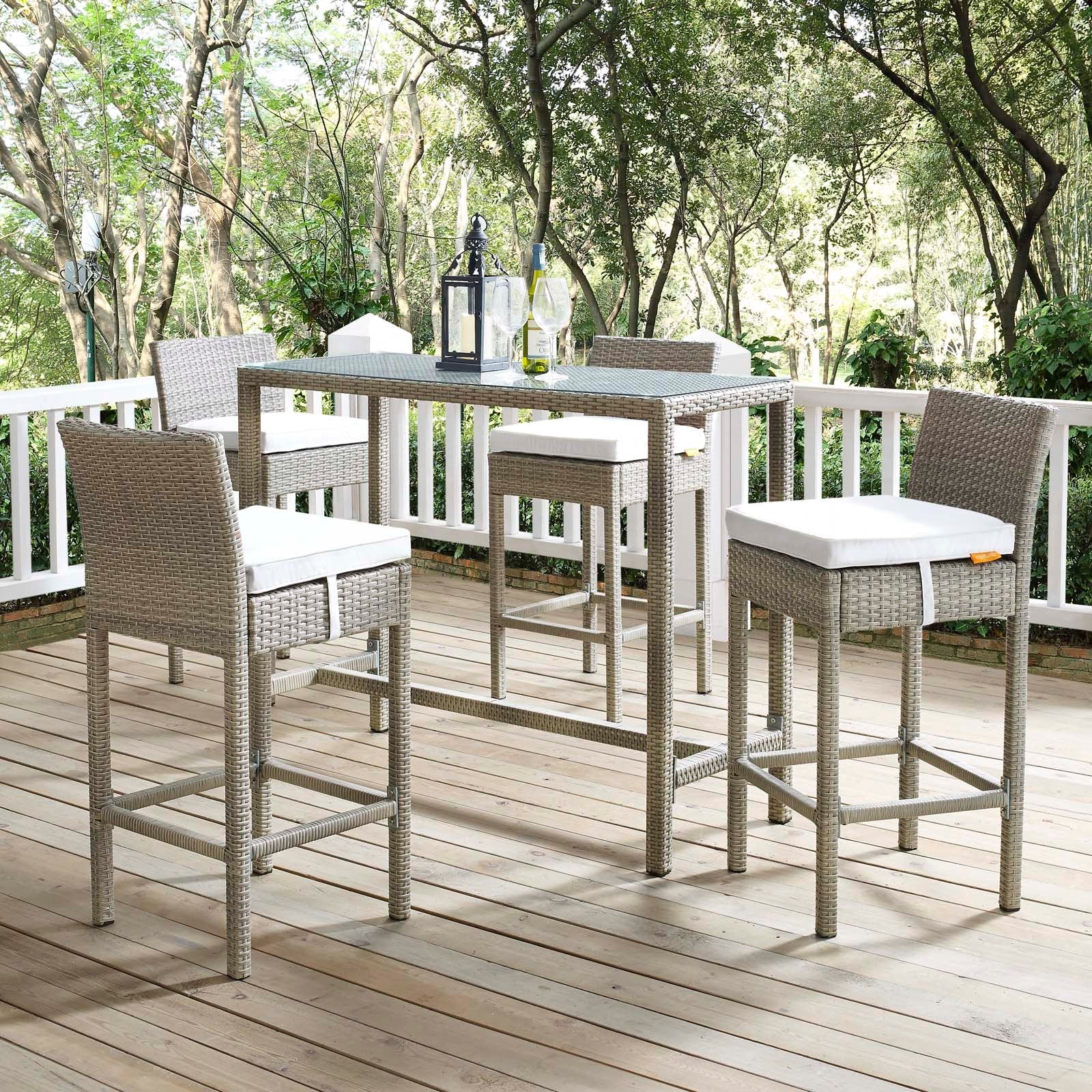 Conduit Outdoor Patio Wicker Rattan Bar Stool Set of 4 - Image 47